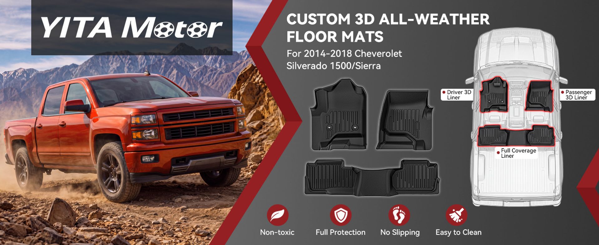 YITAMOTOR floor mats, Chevy Silverado floor mats, GMC Sierra floor mats, Silverado 1500 floor mats, Sierra 1500 floor mats, Silverado 2500HD floor mats, Silverado 3500HD floor mats, Sierra 2500HD floor mats, Sierra 3500HD floor mats, Silverado Double Cab floor mats, Sierra Double Cab floor mats, Chevy Silverado floor liners, GMC Sierra floor liners, truck floor mats, truck floor liners, Silverado accessories, Sierra accessories, all-weather floor mats, TPE floor mats, custom fit floor liners, digital fit floor mats, 2014 Silverado 1500 floor mats, 2015 Silverado 1500 floor mats, 2016 Silverado 1500 floor mats, 2017 Silverado 1500 floor mats, 2018 Silverado 1500 floor mats, 2014 Sierra 1500 floor mats, 2015 Sierra 1500 floor mats, 2016 Sierra 1500 floor mats, 2017 Sierra 1500 floor mats, 2018 Sierra 1500 floor mats, 2015 Silverado 2500HD floor mats, 2016 Silverado 2500HD floor mats, 2017 Silverado 2500HD floor mats, 2018 Silverado 2500HD floor mats, 2019 Silverado 2500HD floor mats, 2015 Silverado 3500HD floor mats, 2016 Silverado 3500HD floor mats, 2017 Silverado 3500HD floor mats, 2018 Silverado 3500HD floor mats, 2019 Silverado 3500HD floor mats, 2015 Sierra 2500HD floor mats, 2016 Sierra 2500HD floor mats, 2017 Sierra 2500HD floor mats, 2018 Sierra 2500HD floor mats, 2019 Sierra 2500HD floor mats, 2015 Sierra 3500HD floor mats, 2016 Sierra 3500HD floor mats, 2017 Sierra 3500HD floor mats, 2018 Sierra 3500HD floor mats, 2019 Sierra 3500HD floor mats, Double Cab floor mats, Double Cab floor liners, high-density TPE, odorless floor mats, latex-free floor mats, cadmium-free floor mats, lead-free floor mats, PVC-free floor mats, non-slip floor mats, anti-slip floor liners, retainer clips, raised edge floor mats, deep rib floor liners, liquid trapping floor mats, mud and snow floor mats, sand protection floor mats, all-season truck mats, washable floor liners, easy clean floor mats, hose washable mats, durable TPE floor liners, flexible floor mats, black floor mats
