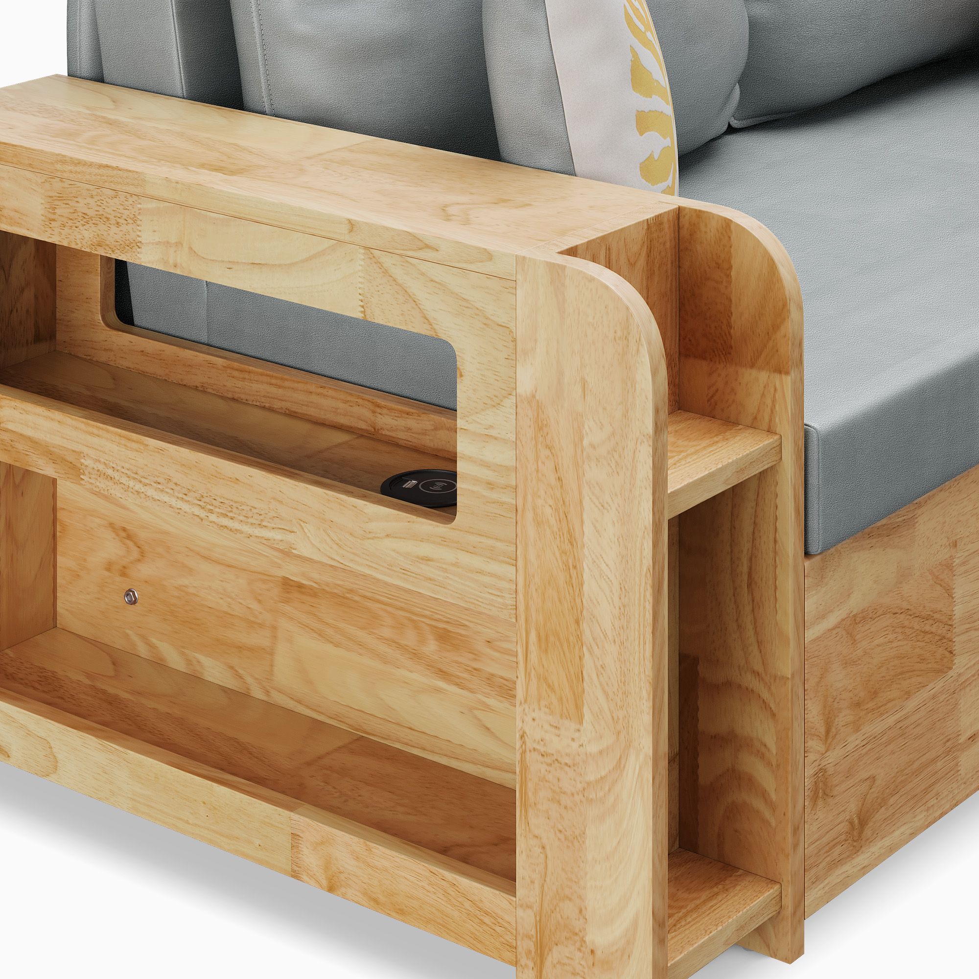 Hilda 61 Inches Modern Performance Fabrics Solid Wood Sleeper Sofa