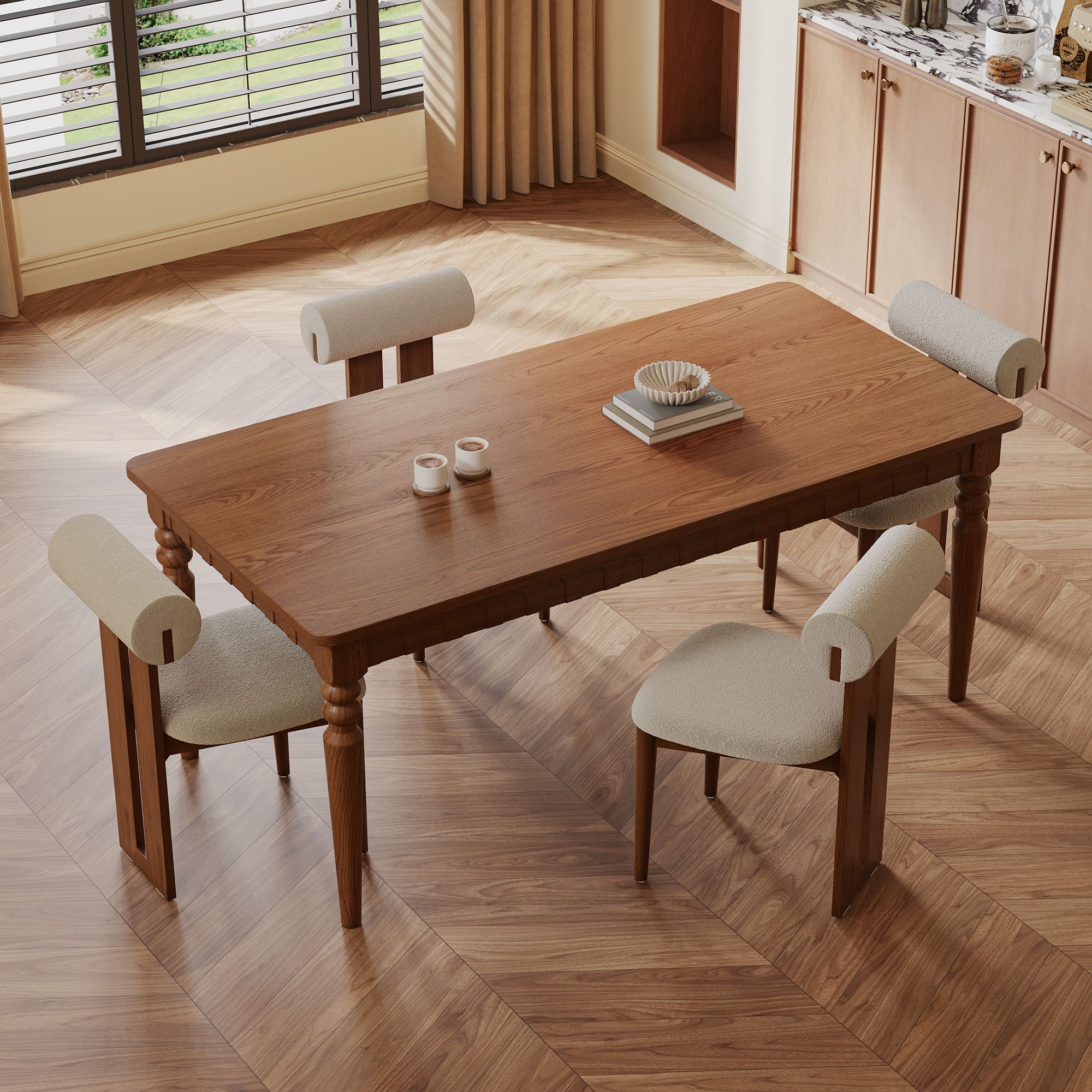 Hernest | 71 Inch Rectangular Dining Room Table for 4-6 Seats