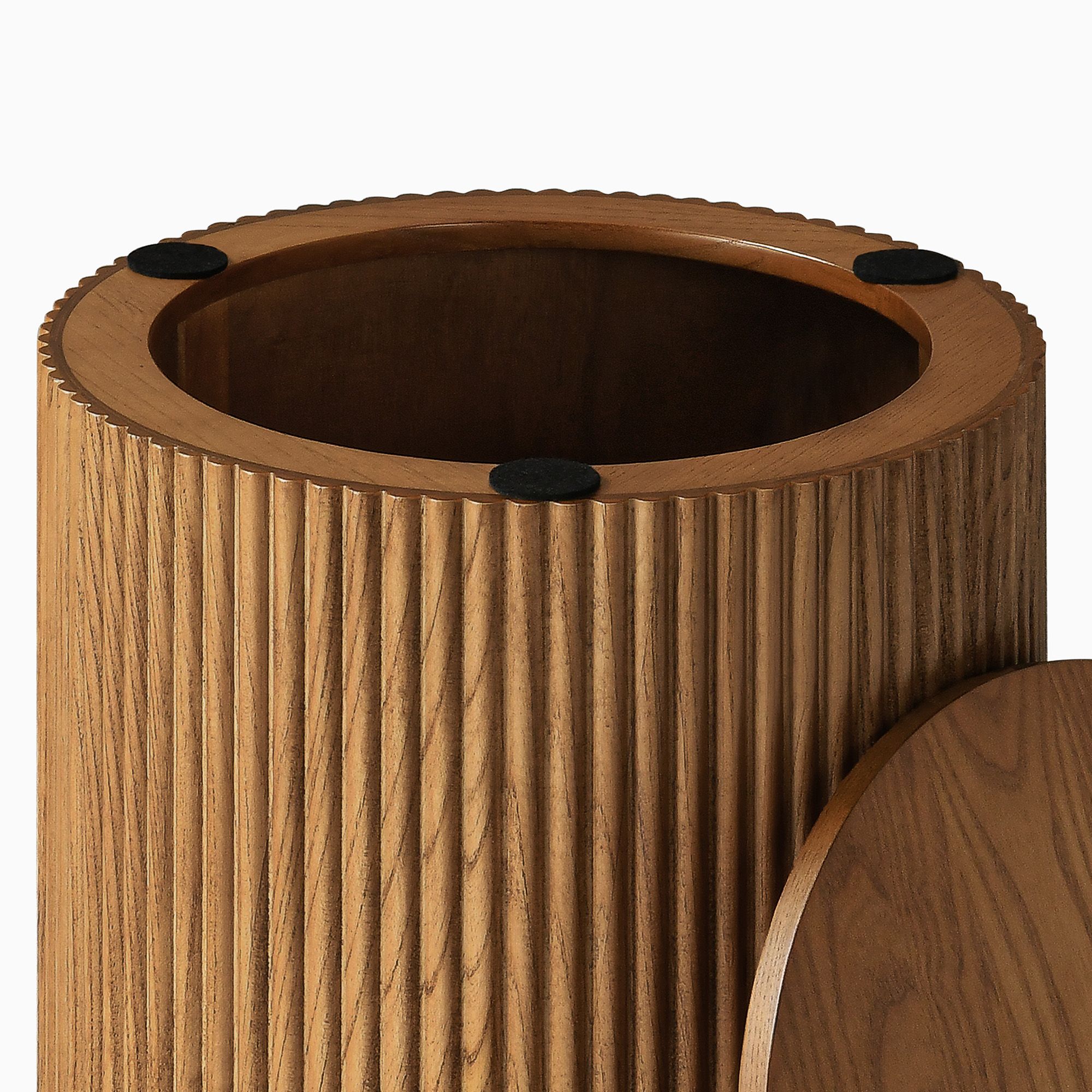 Hernest | 15 inch Fluted Solid Wood Side Table with Wheels