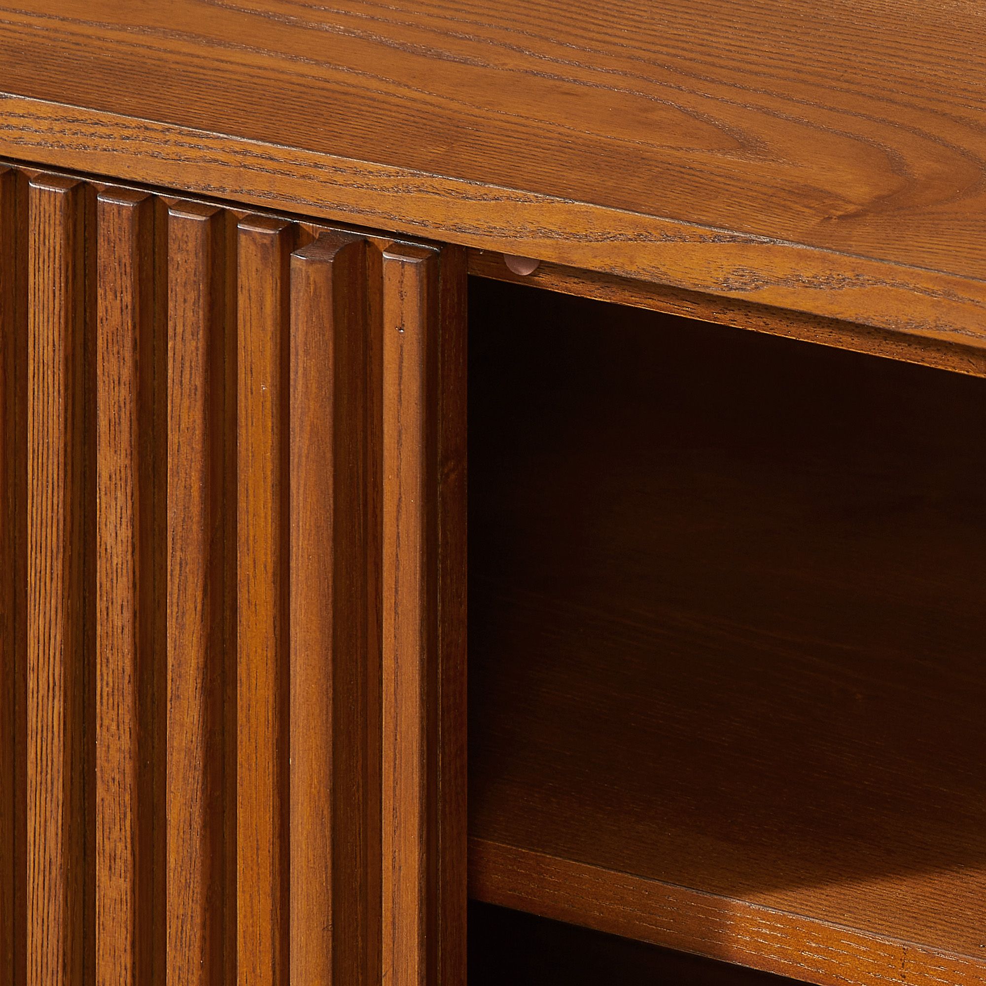 Sabina 84 inch Fluted Solid Ash Wood TV Stand | HERNEST