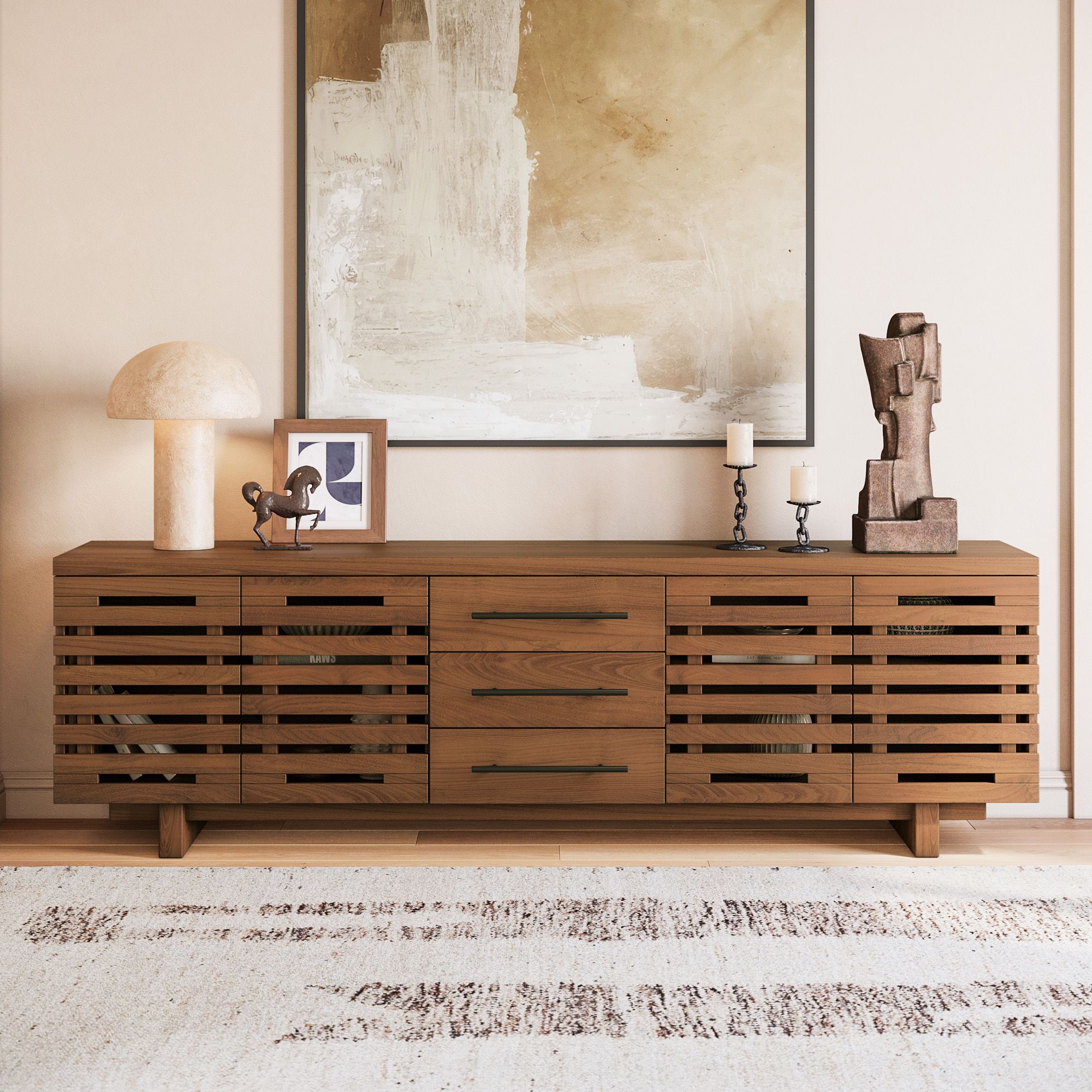 【人気品】a_stand_www ウォールナット Ingrid 78 inch Walnut Slatted TV Stand | HERNEST