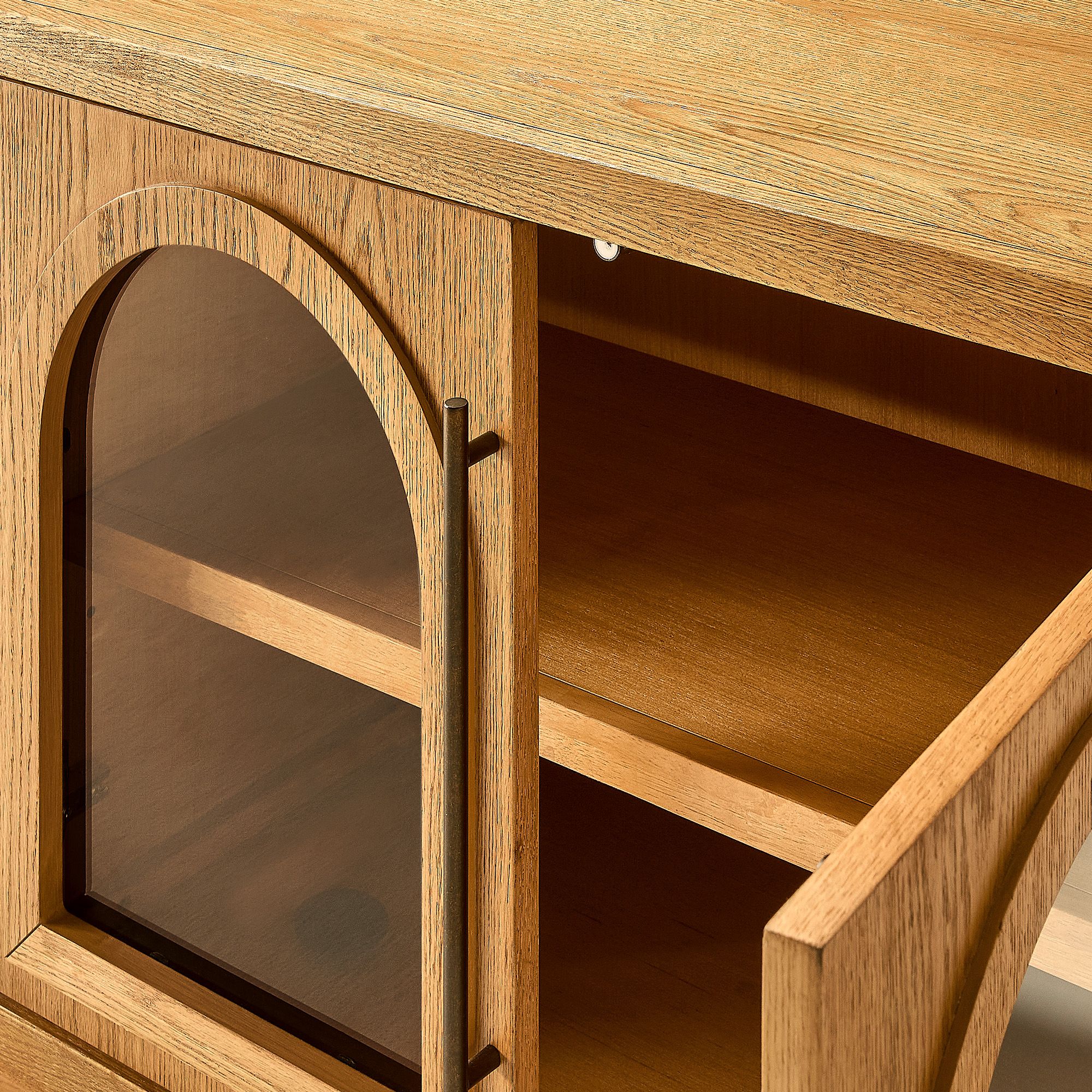 Lira 84 inch Natural Solid Oak TV Stand | HERNEST