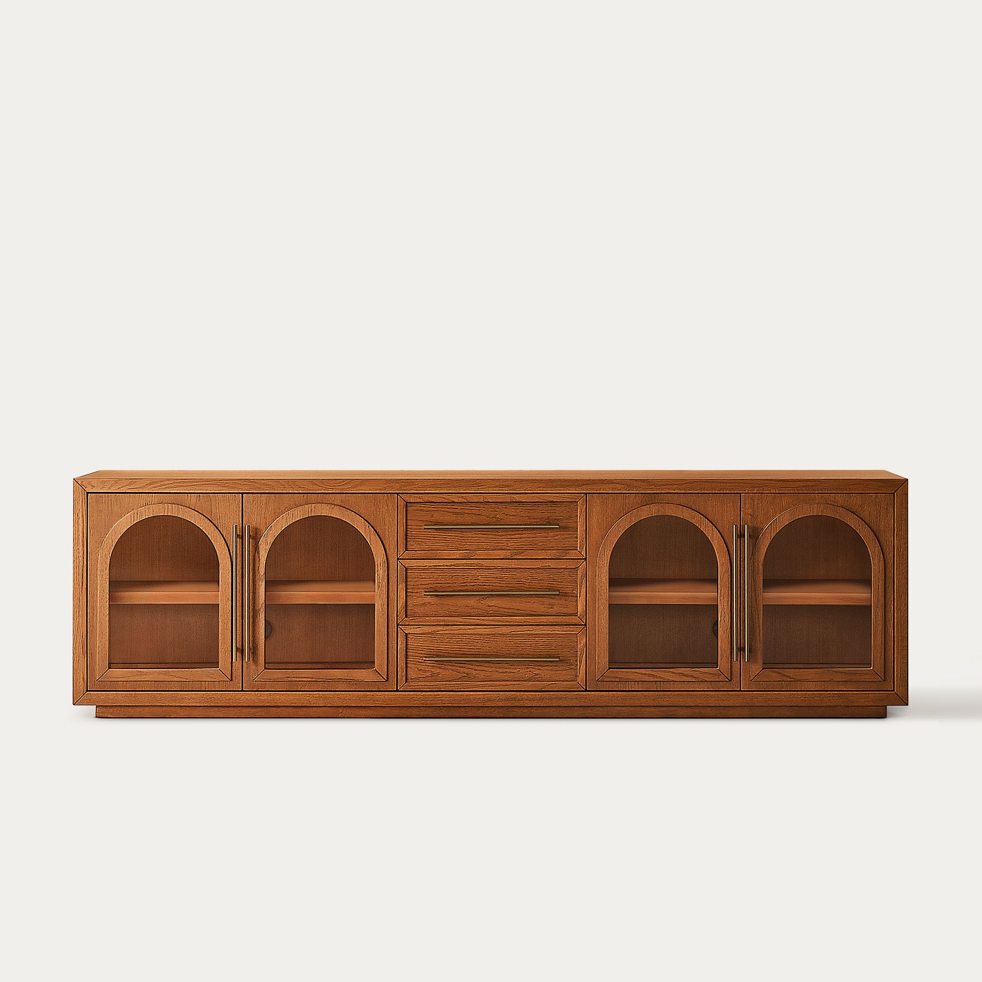 Lira 84 inch Warm Brown Solid Oak TV Stand | HERNEST
