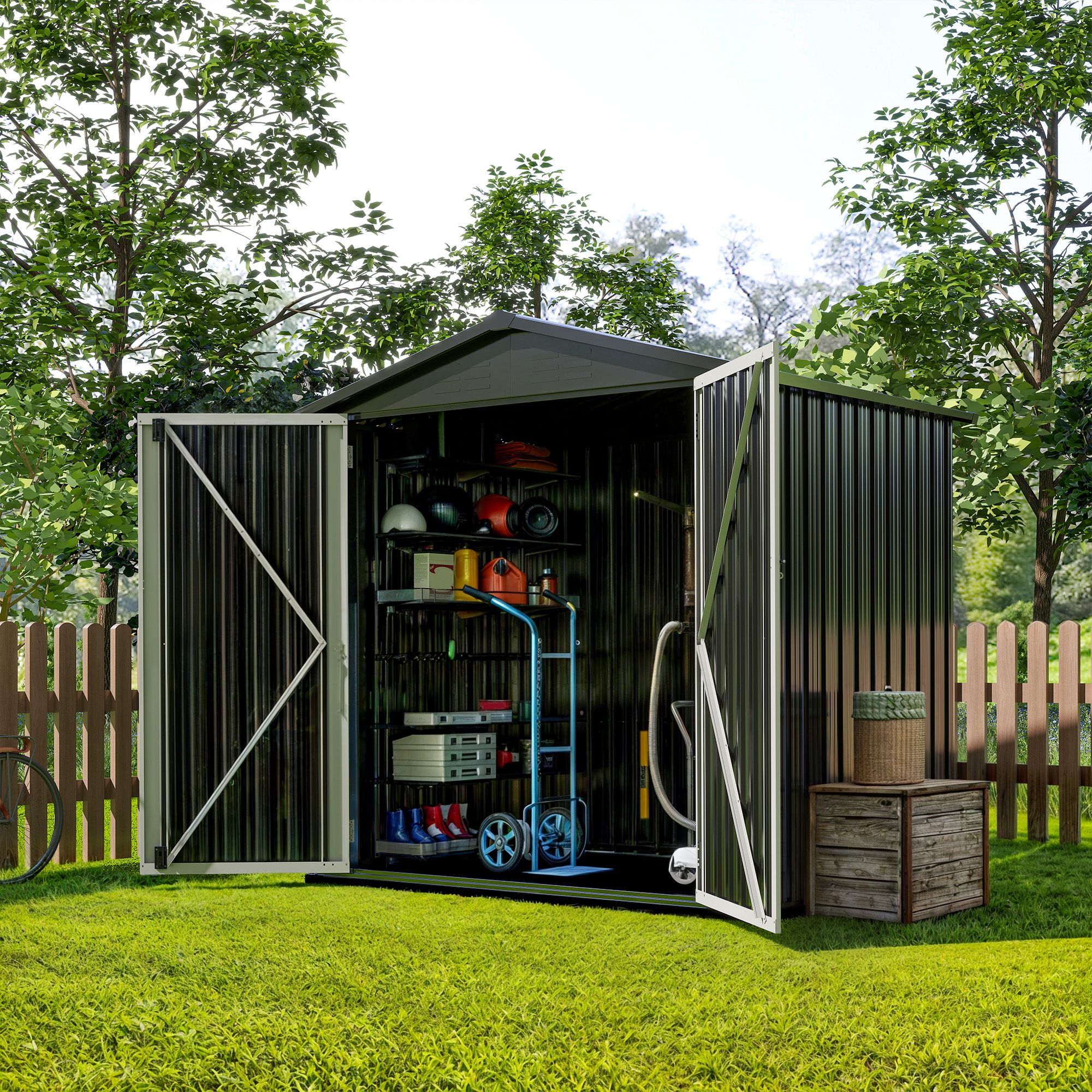 新品3体セットG.A.D_ [狗] [豹] [鴉]1/7 [Myethos] Yitahome | 8x6 ft Dark Grey Metal Outdoor Storage Shed Kits with