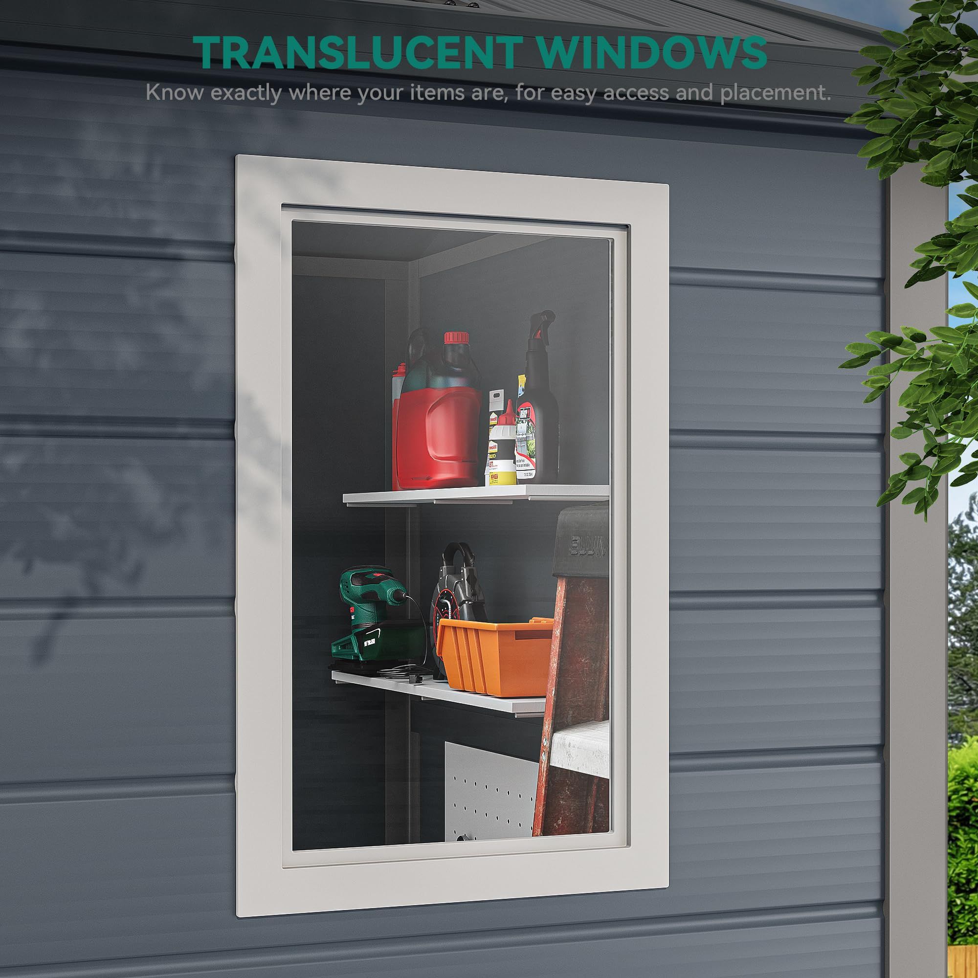 置物 ETA Yitahome | 8x9 ft Gray Outdoor Resin Storage Tool Shed with