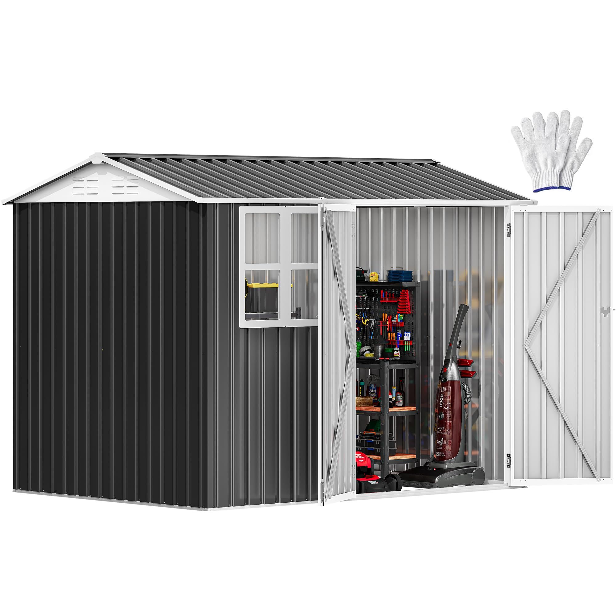 Yitahome | 8 x 6 ft Metal Outdoor Storage Tool Shed with Lockable
