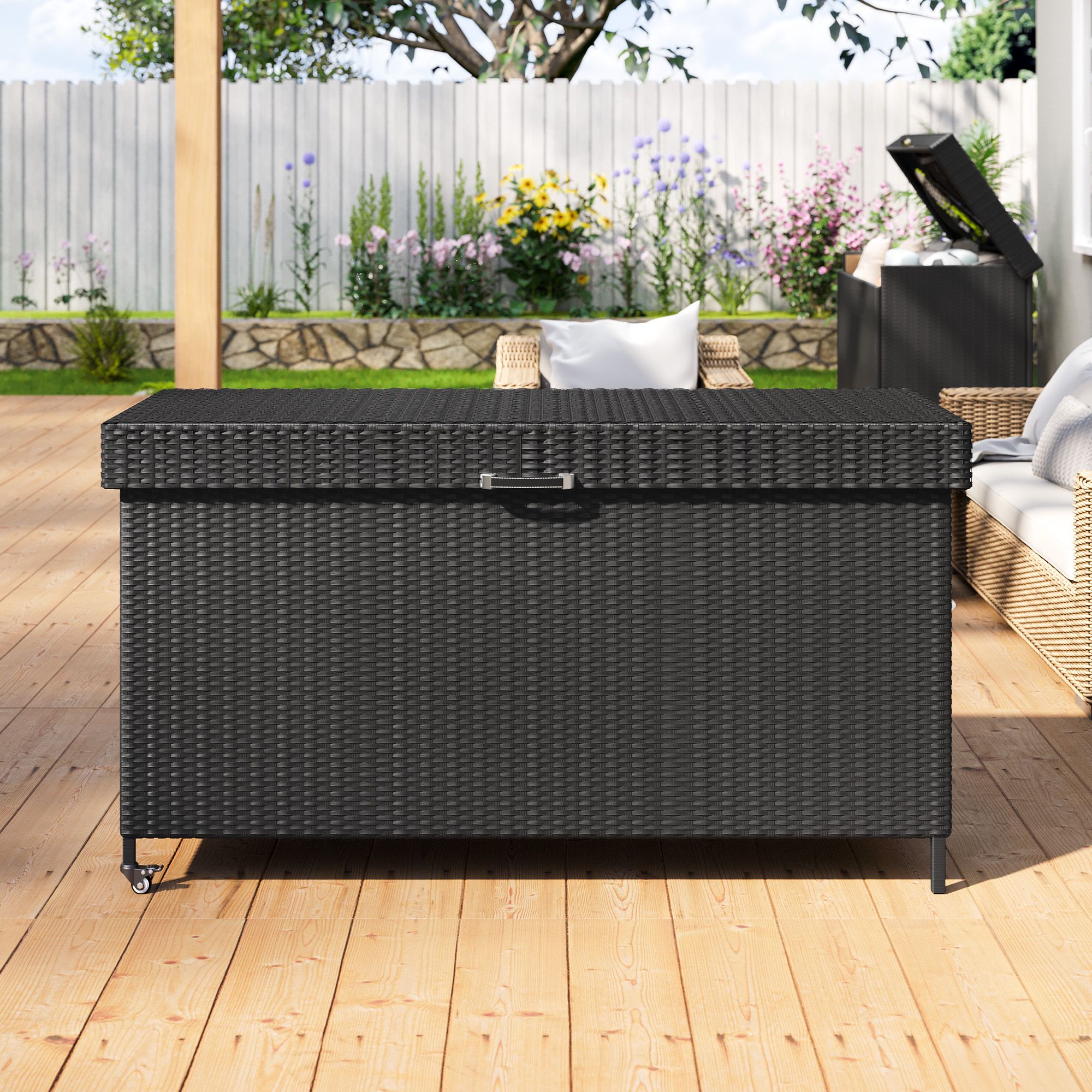 150 Gallon Patio Storage Bin With Waterproof Lining Bag