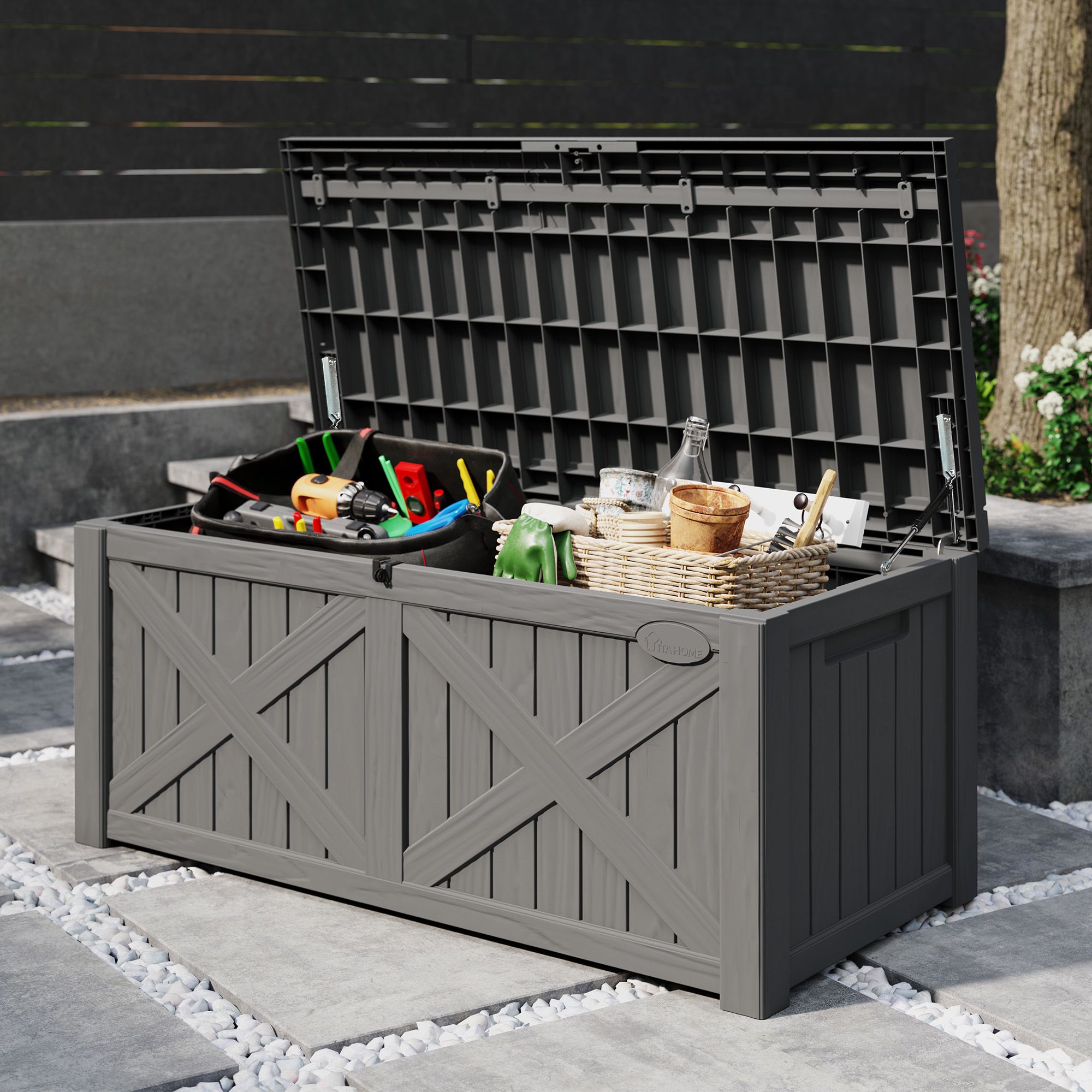 Storage Container Waterproof Deck Box Bench Outdoor Bench Storage