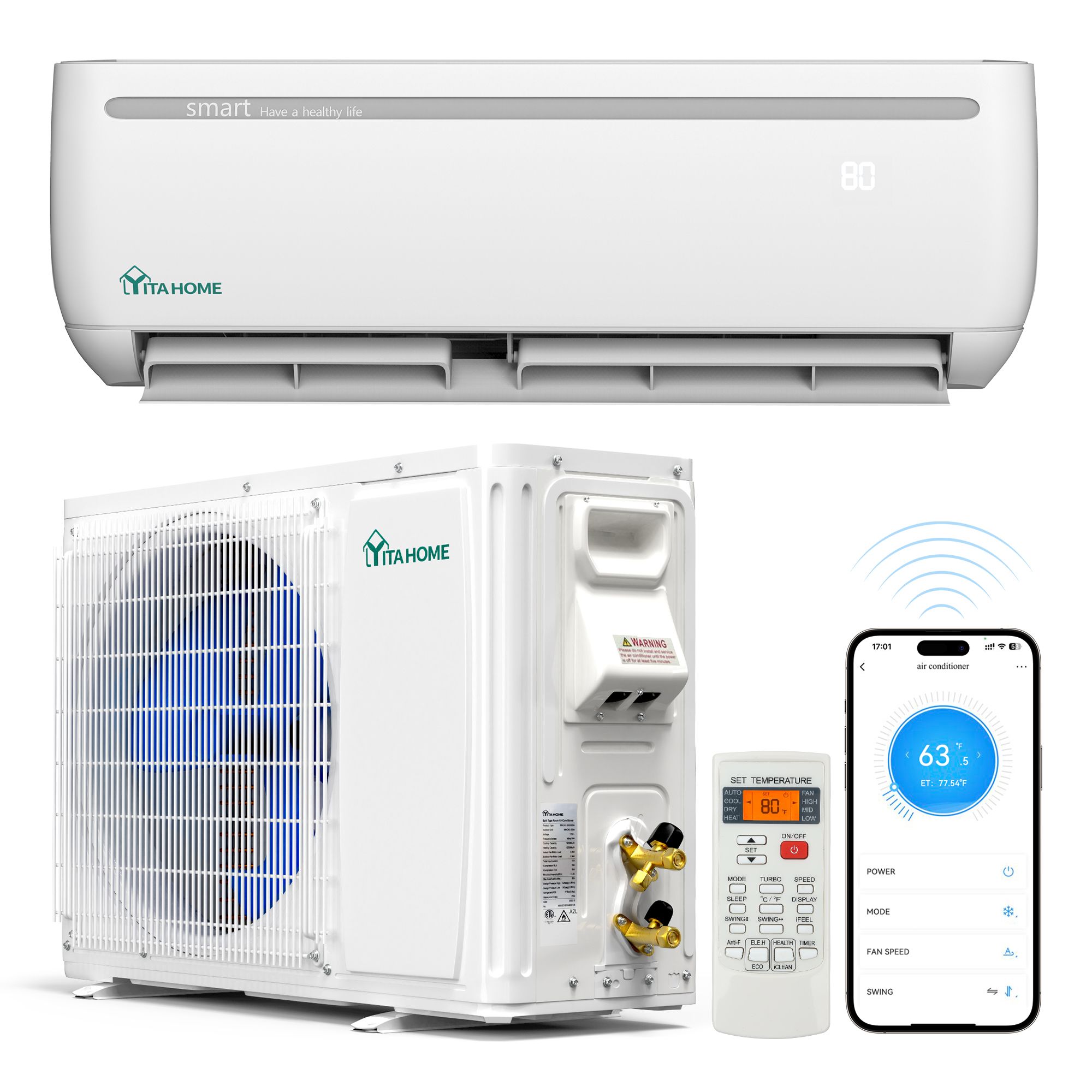 Split System Mini Split For 800 Sq Ft Wall Mounted Ac Unit Costway