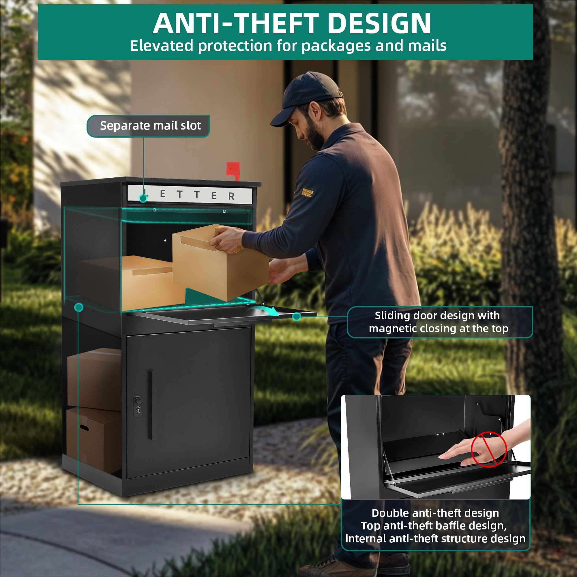 Yitahome | Metal Extra Large Outdoor Package Drop Box with Coded Lock