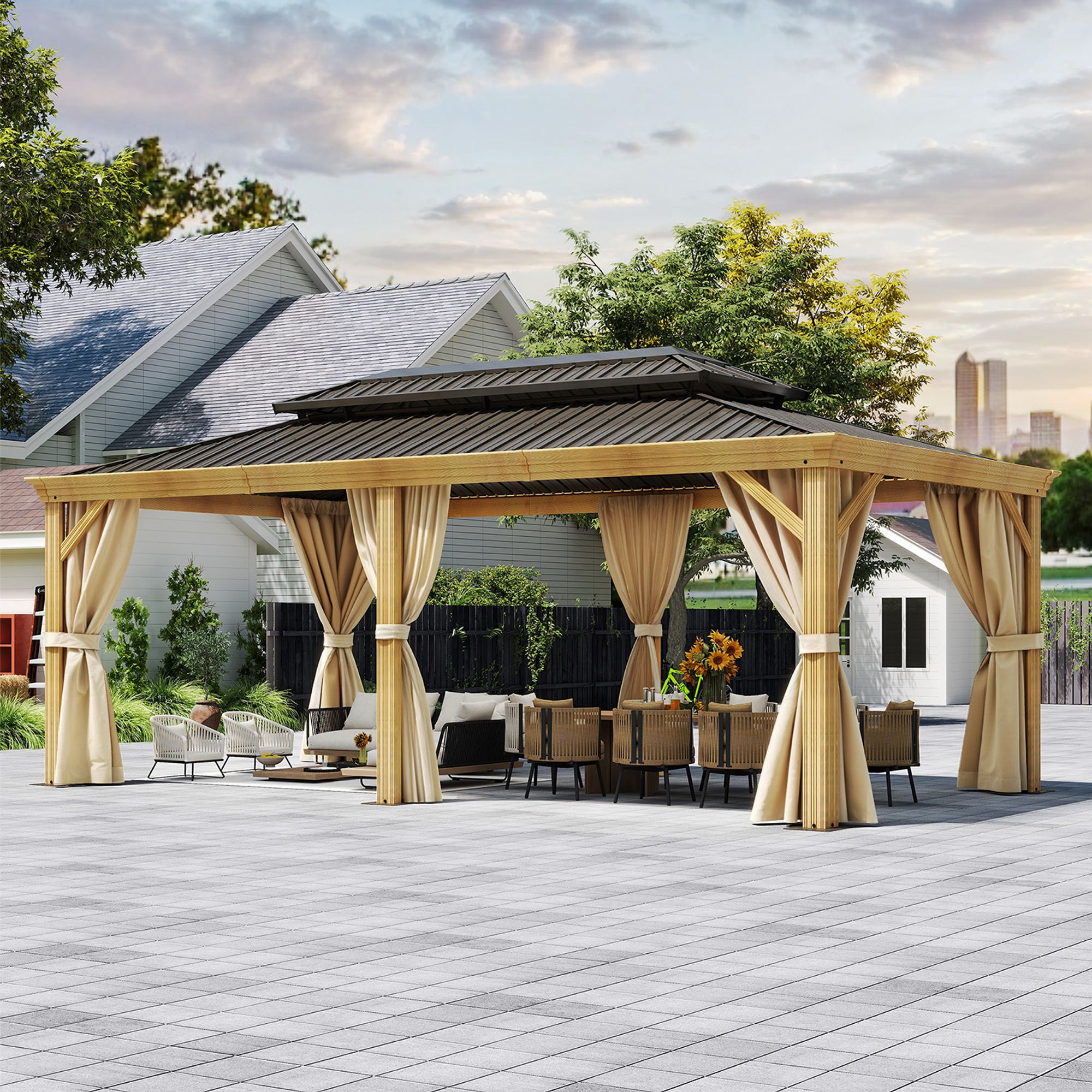 Yitahome | 12x20 ft 2024 Upgrade Outdoor Hardtop Gazebo in Wooden