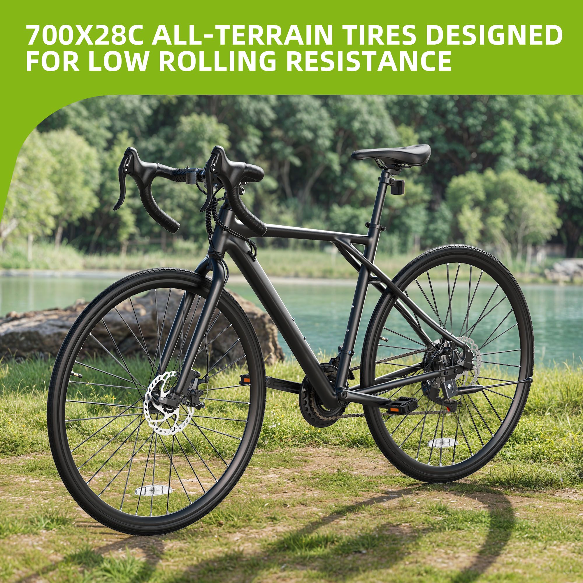 Yitahome | Black 700C 21 Speed Road Bike with Lightweight