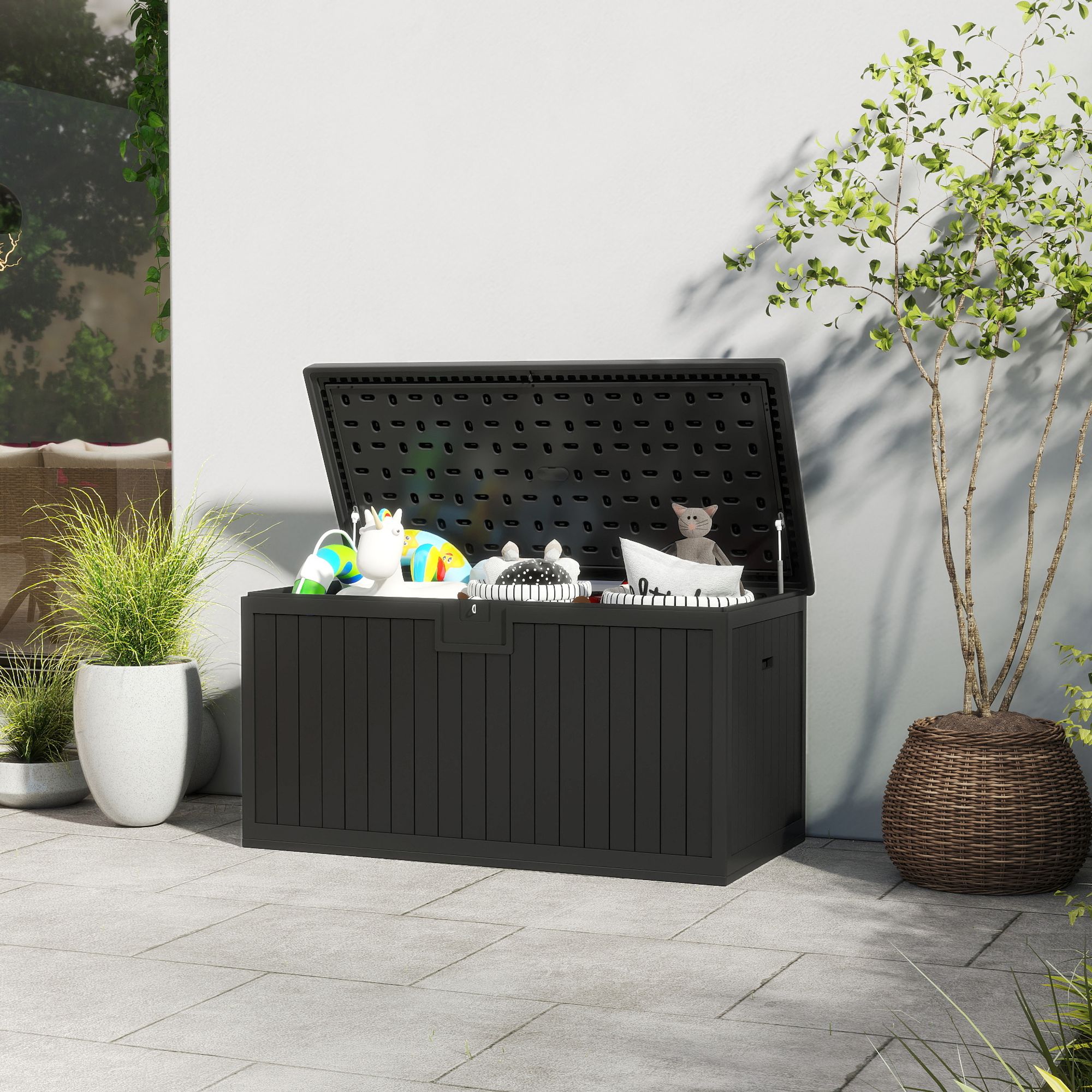 ◆ept◆ DECK CANVAS BLACK EP1SN1DC15002 Yitahome | 150 Gallon Black Weather-Resistant Outdoor Resin