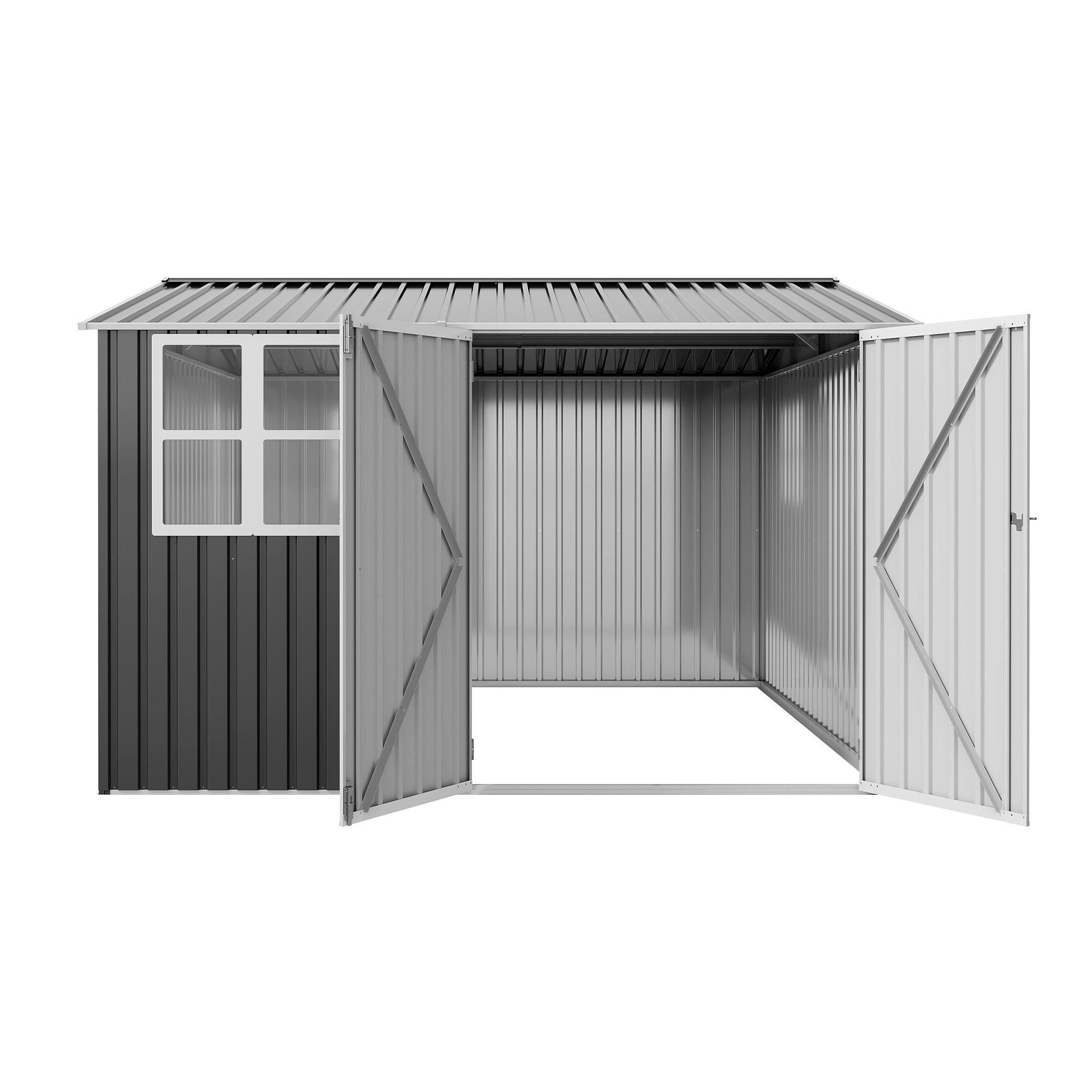 Yitahome | 10x10 ft Dark Gray Metal Motorcycle Storage Shed with