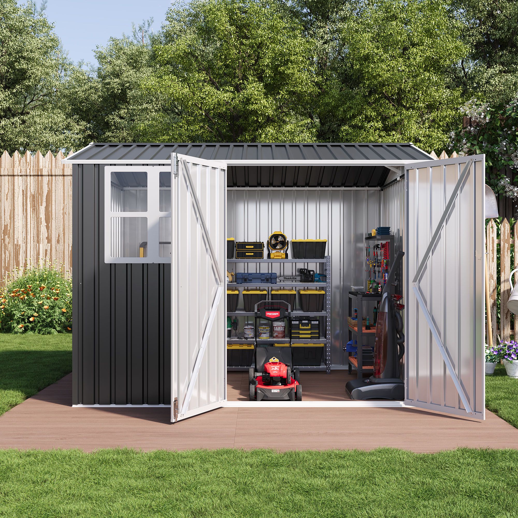 Yitahome | 8 x 6 ft Metal Outdoor Storage Tool Shed with Lockable