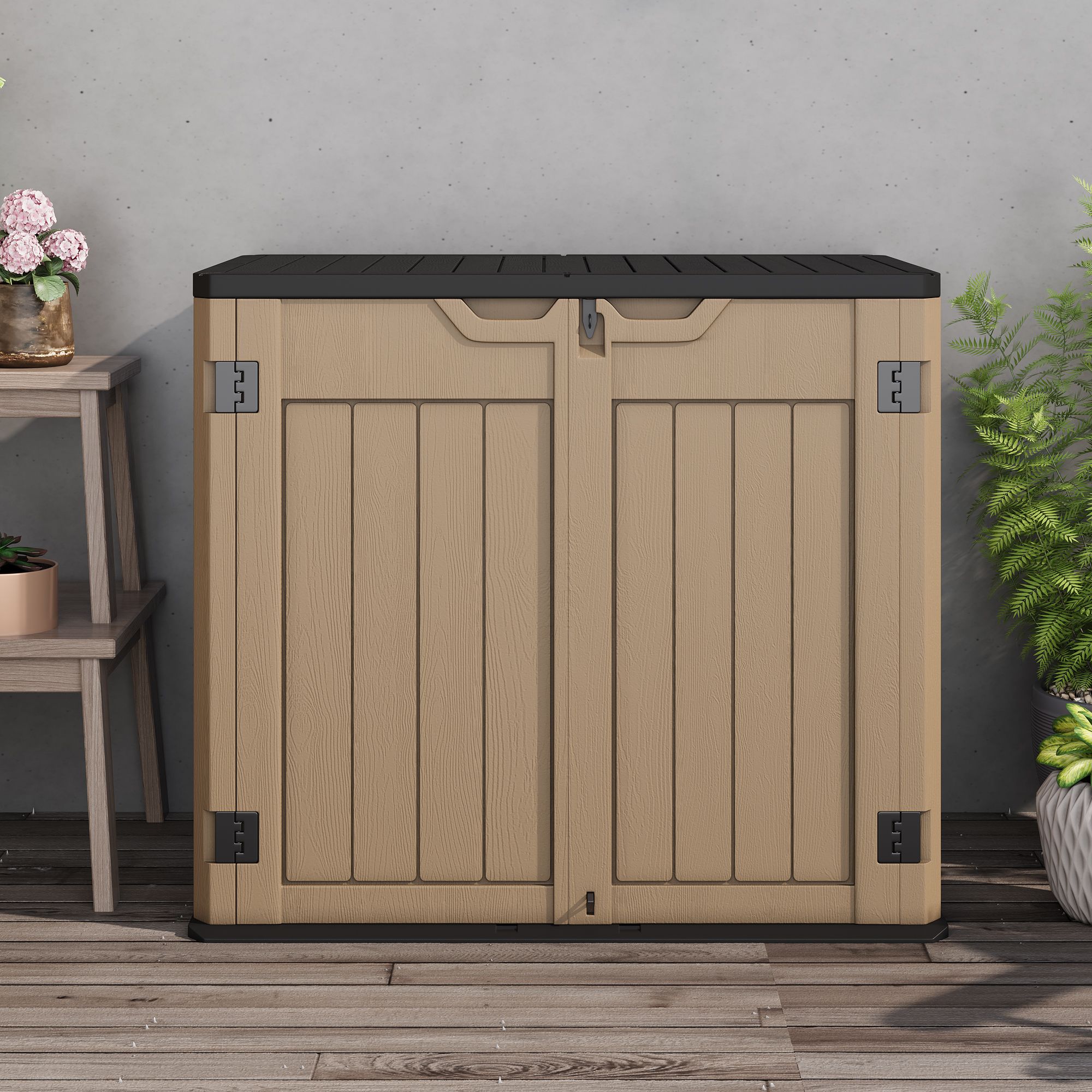 Yitahome | 4.43 x 2.76 x 3.85 ft Brown Horizontal Storage Shed