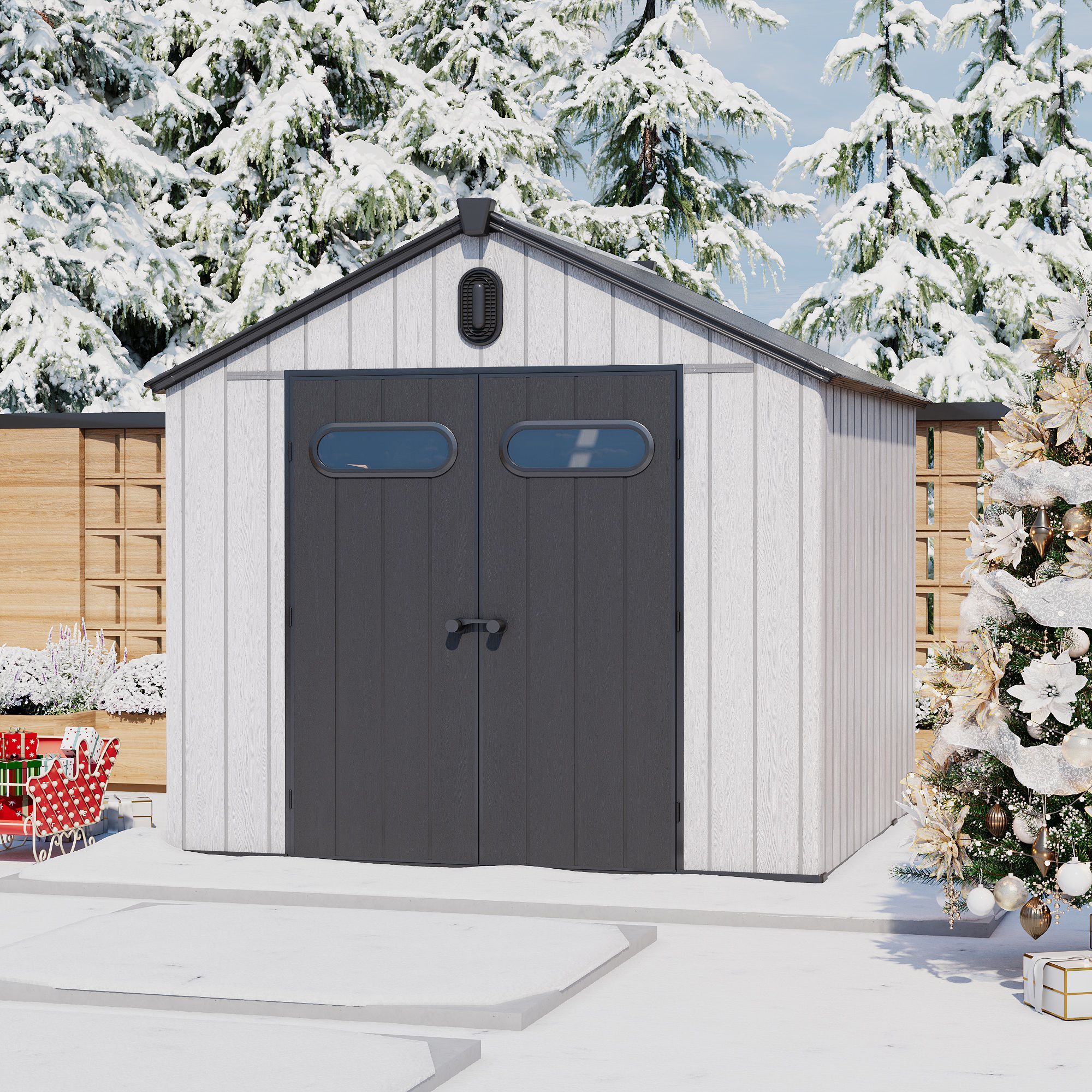 Yitahome | Resin 8 x 8 Storage Shed with Lockable Doors for