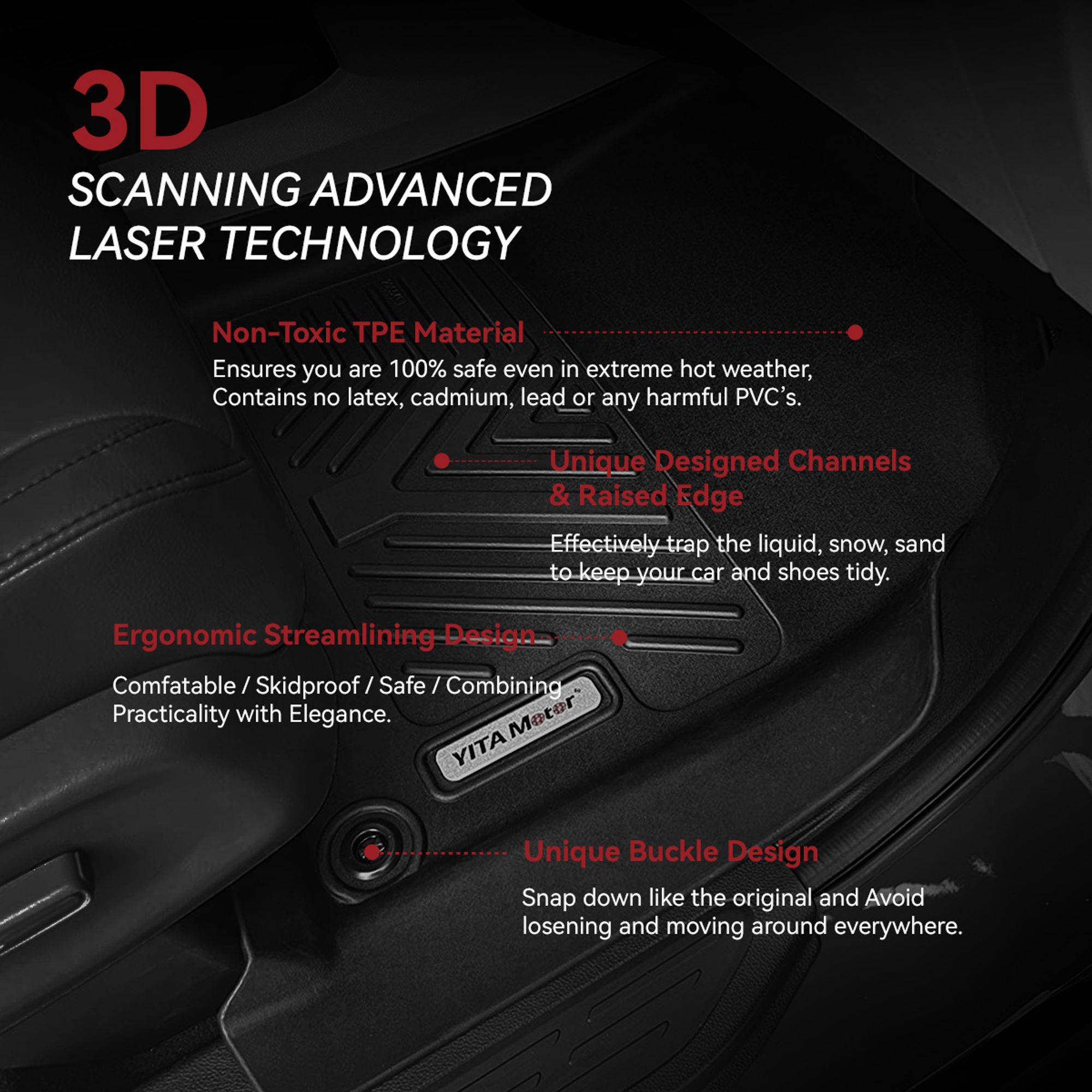 YITAMOTOR All-Weather Floor Mats & Cargo Liner For 2018-2025 Honda Odyssey - 5-Piece TPE Set