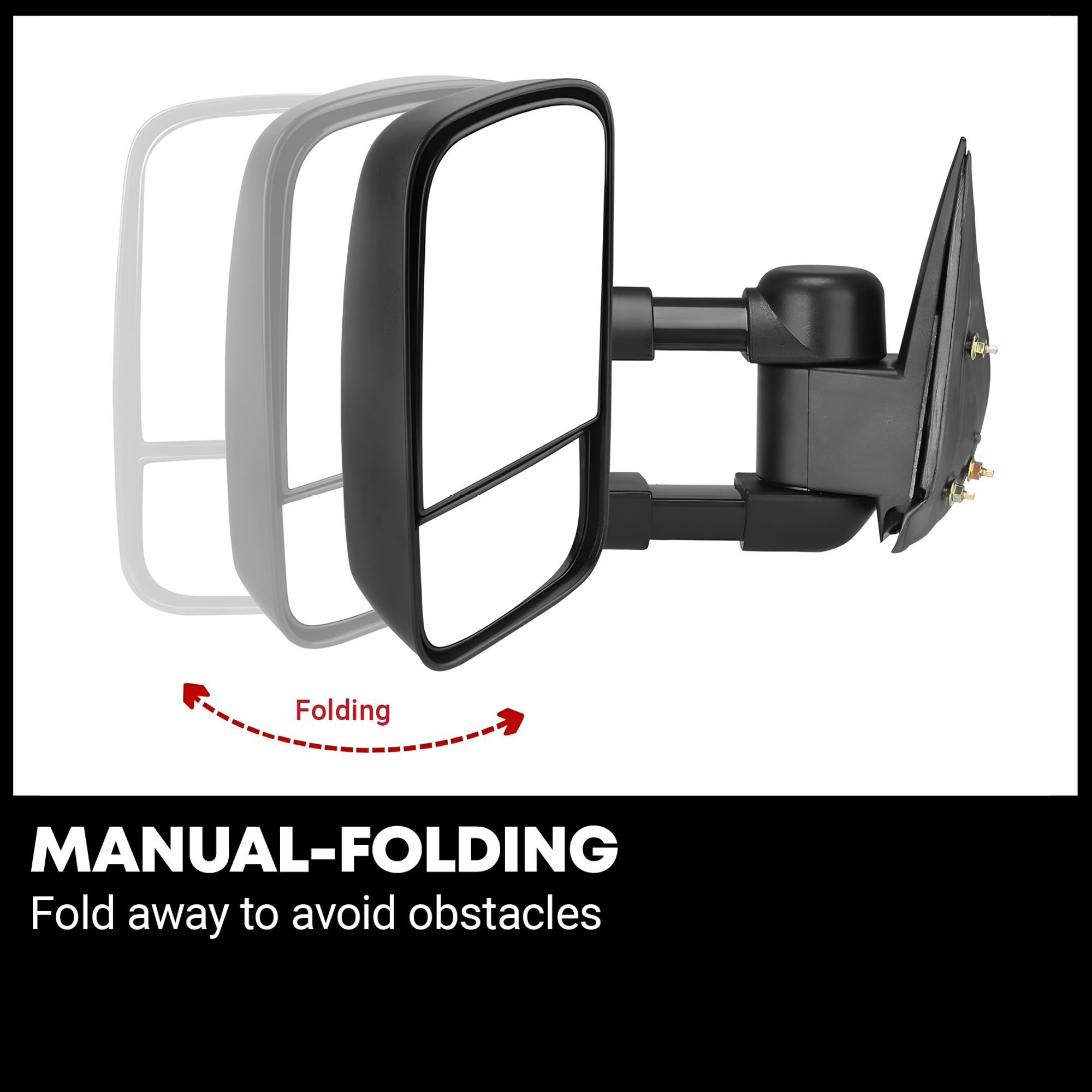 Pair Of Black Manual Side View Mirrors For 1988-1998 Chevrolet Pickup Trucks 5 thumbnail image