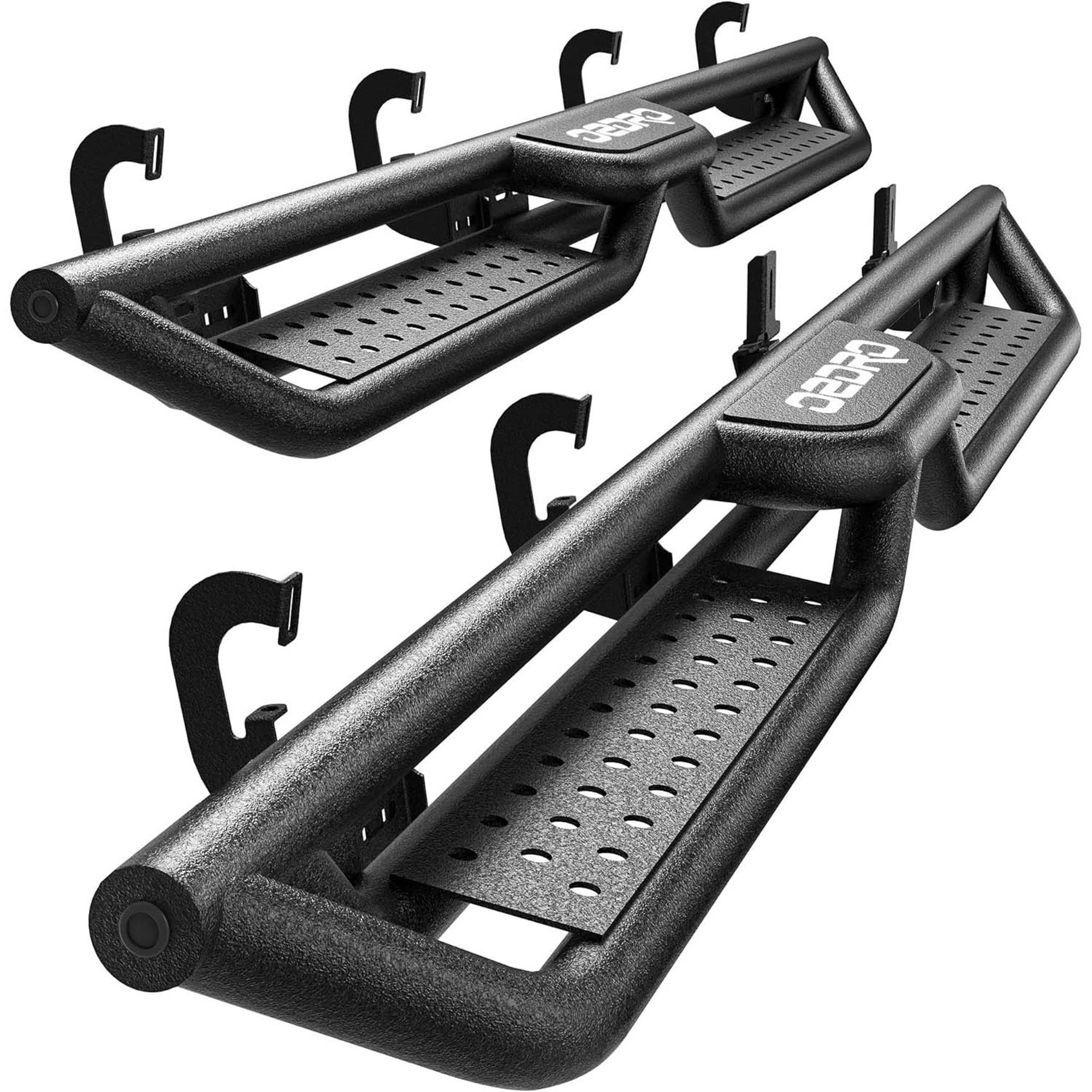 OBNAUX 2-Step Running Boards For 2007-2019 Chevy Silverado/GMC Sierra Crew Cab – Textured Black Nerf Bars - View #10