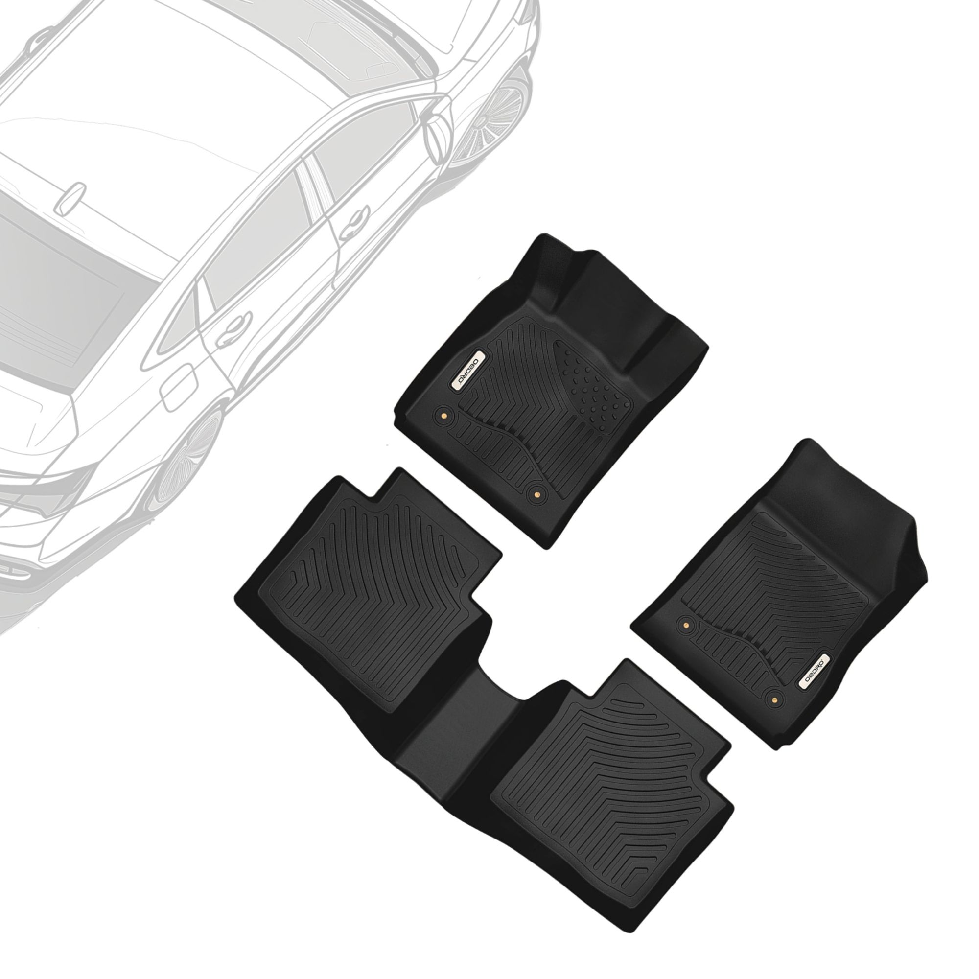 OEDRO All-Weather Floor Mats For 2014-2020 Chevy Impala - TPE Liners Front & Rear Set - View #3