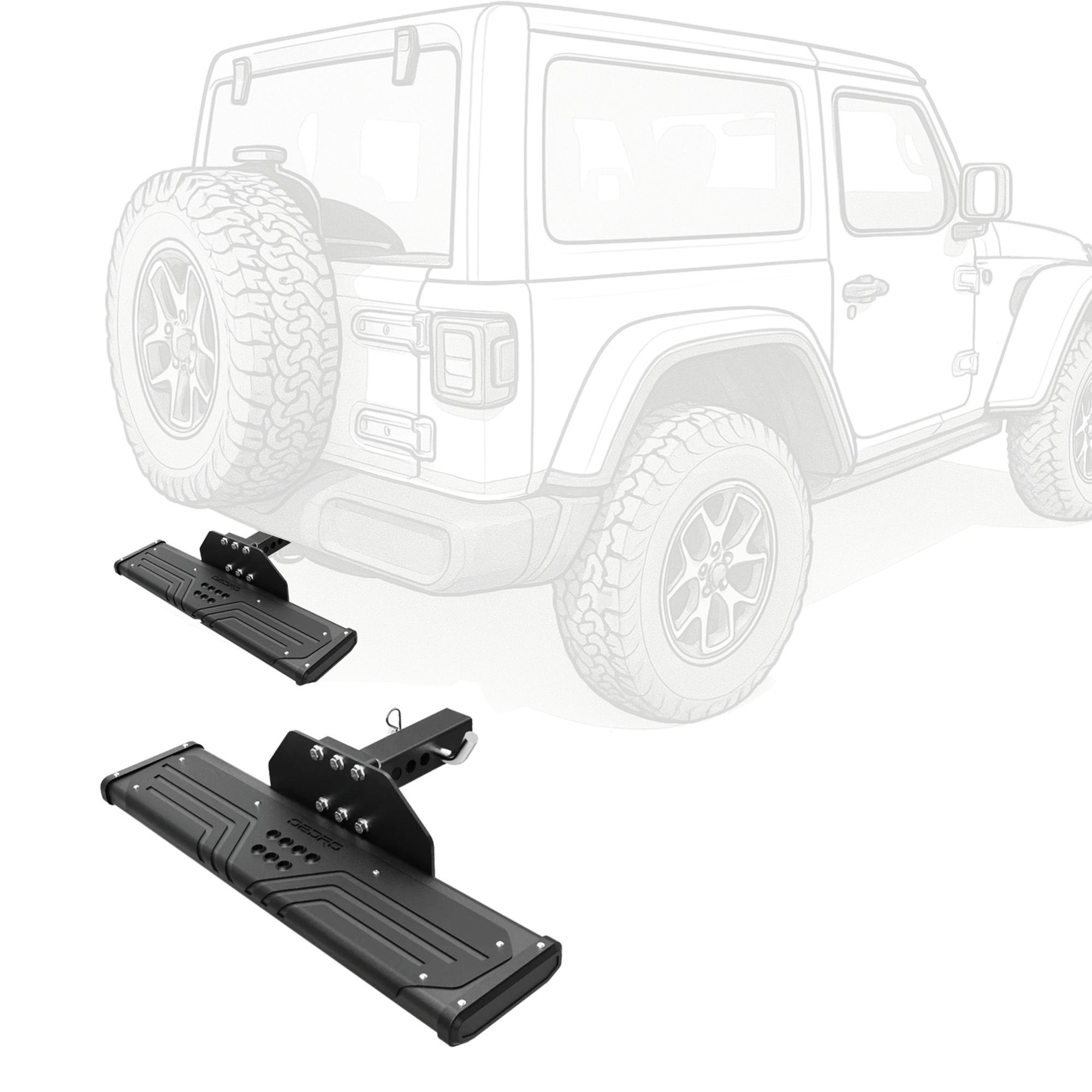 LEDIN Heavy Duty 2" Receiver Hitch Step Bar – 36" X 4" Oval – Black Powder-Coated Steel
