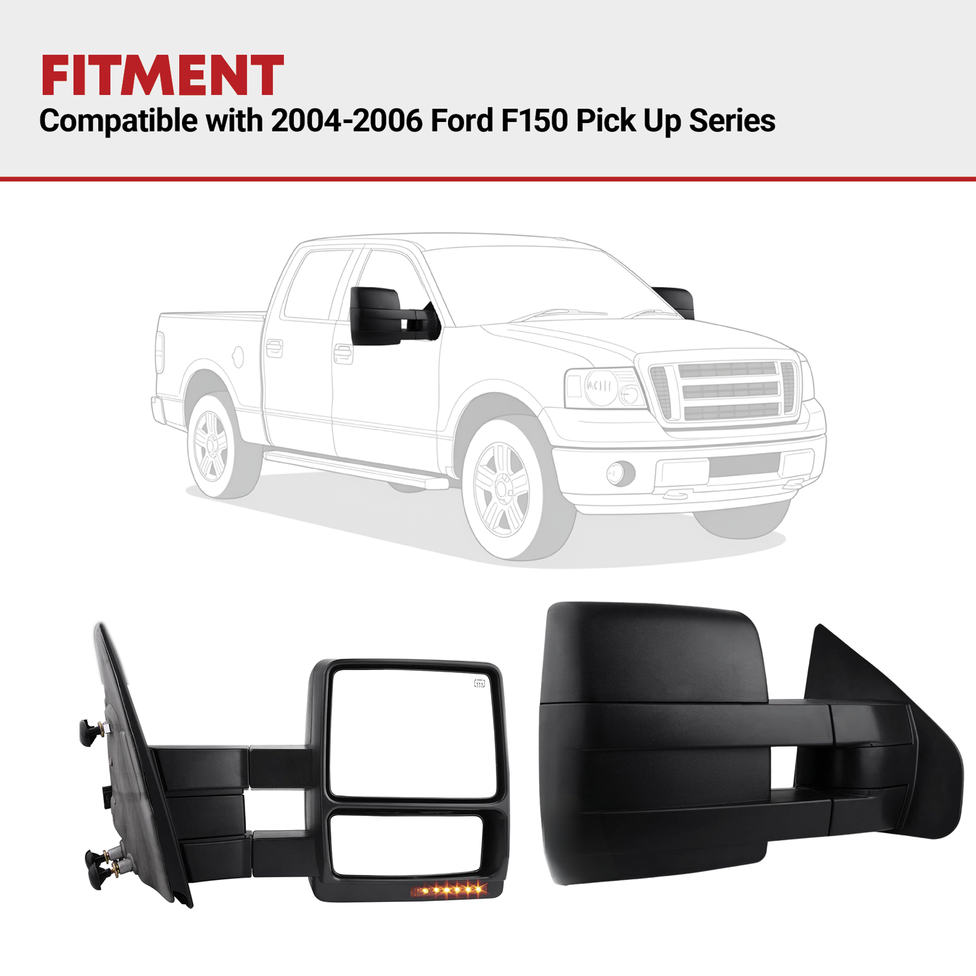thumbnail image 2 of YISHUEE Towing Mirrors Power Adjusted Heated LED Turn Signal Running 2 of 13
