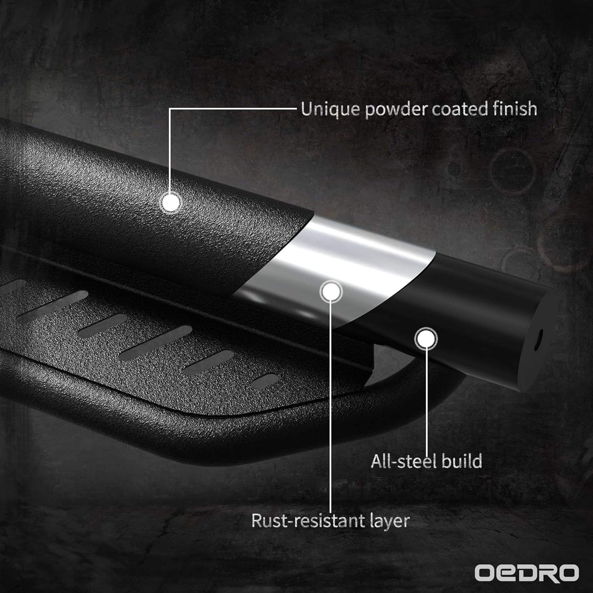 LEDKINGDOMUS Black Running Boards For Ford F150 2015-2025 & F250/F350 SuperCrew 2017-2024 - Side Steps, ABS/Steel