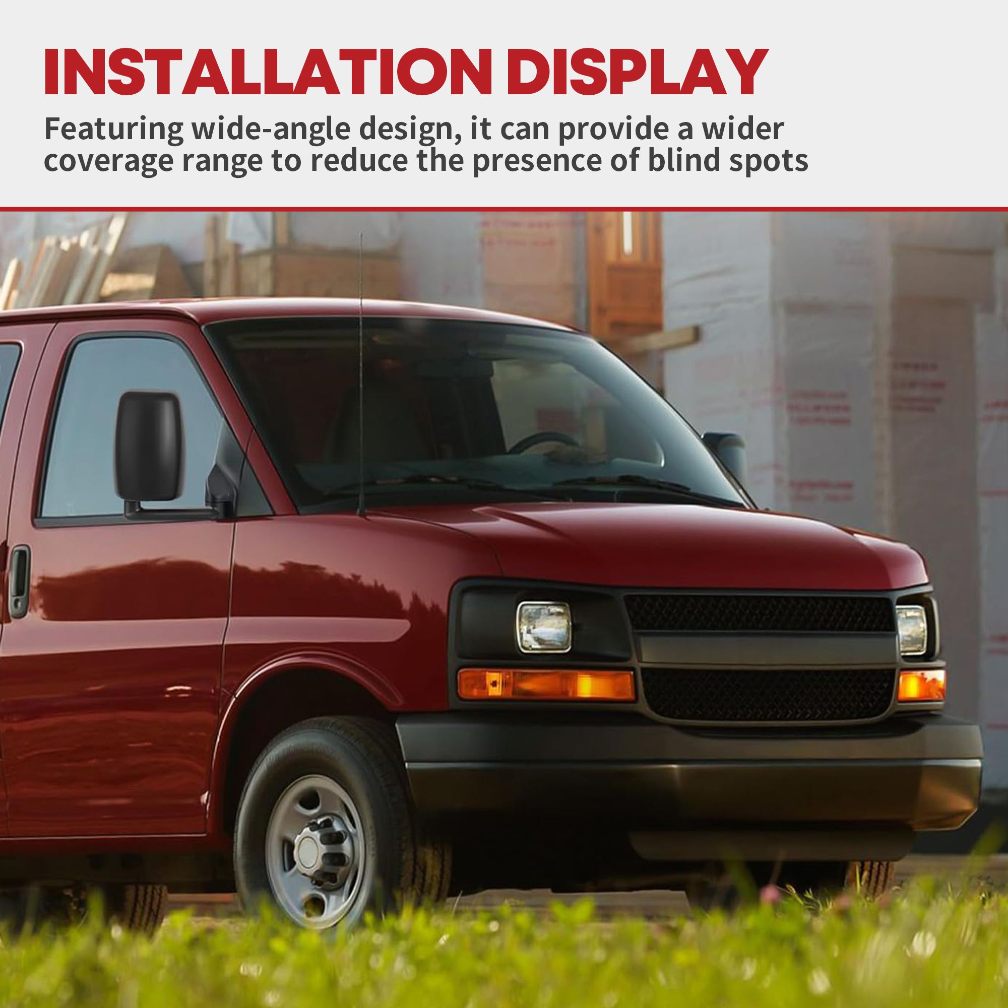 SCITOO Espejo Retrovisor Lateral Del Pasajero Compatible Con Chevy Express Van 2008-2017 Para Chevy Express Van 2008-2017 Para GMC Savana Van (solo Espejo Con Luz De Señal) 15227416 GM1321397