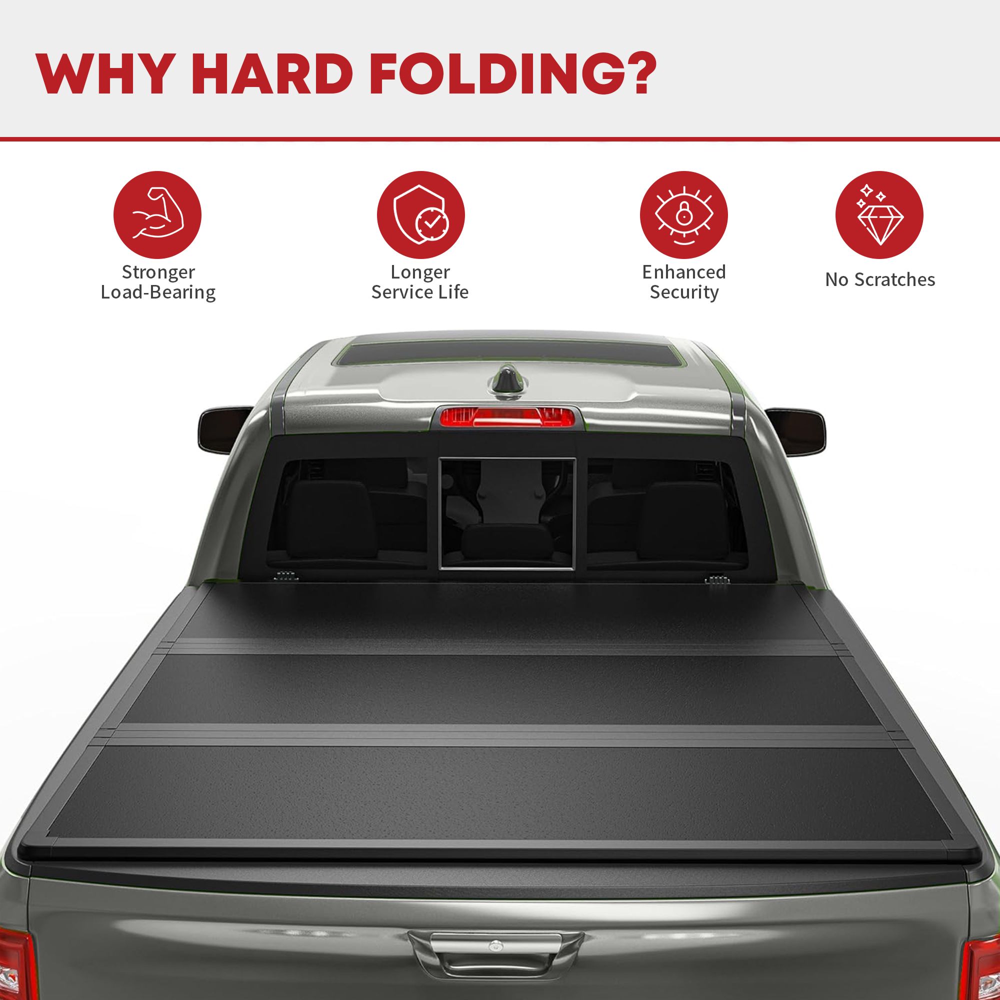 thumbnail image 2 of SUMMITTEILE 5FT Tri-Fold Soft Tonneau Cover For 2020-2025 Jeep Gladiator JT – Textured Black Vinyl 2 of 3