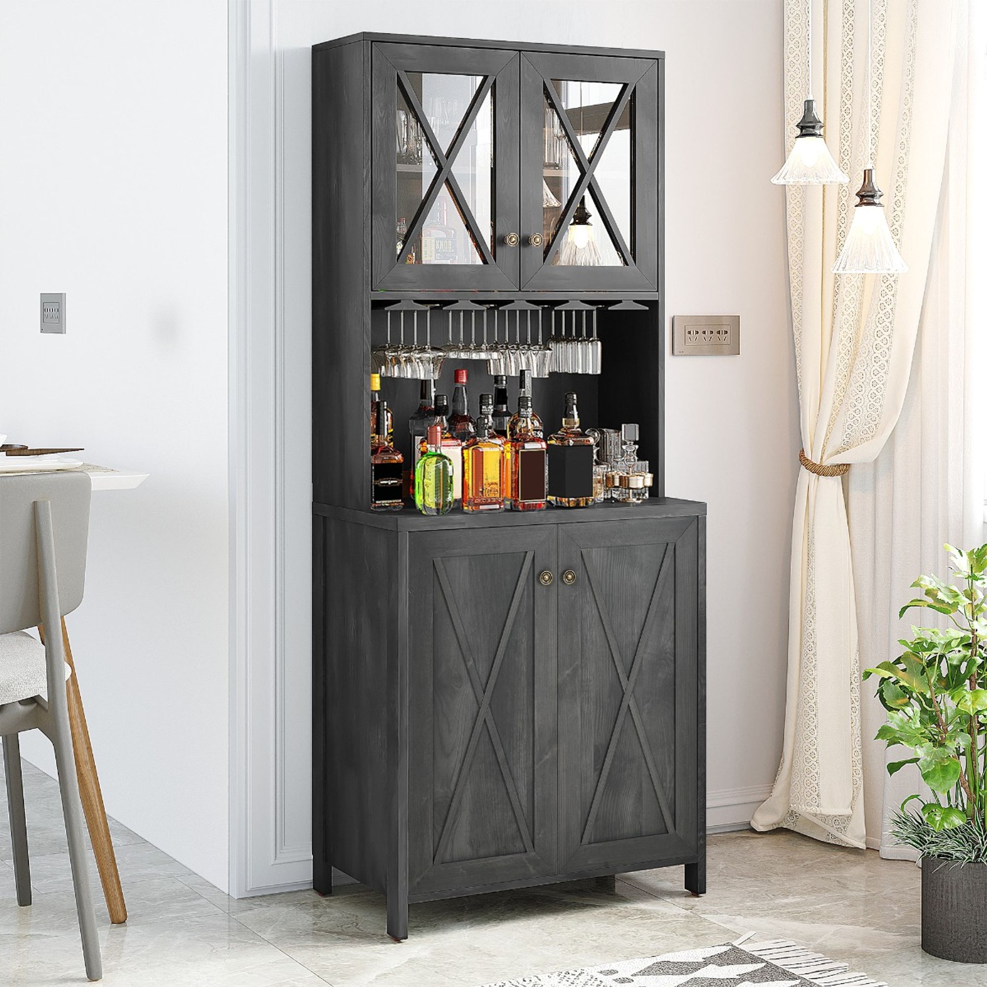 Butler Pantry Cabinet VOWNER Hutch Pantry Cabinet, Freestanding Kitchen ...