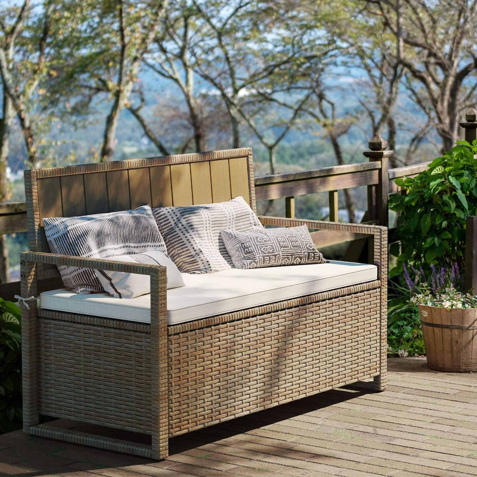 Yitahome | 70 Gallon Wicker Storage Bench and Loveseat with