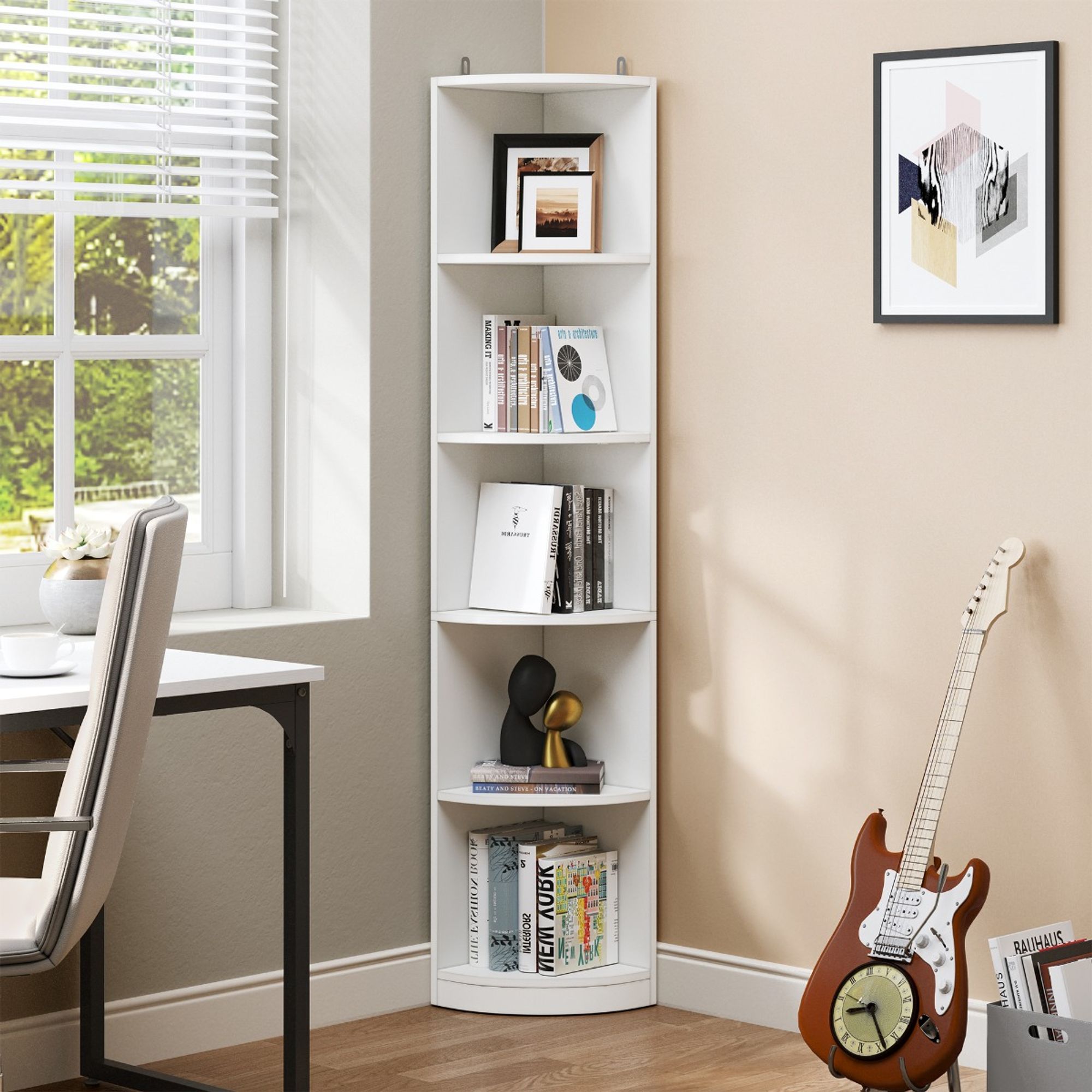 TVU 4-Tier Rotating Bookshelf With Light - 360° Spinning Bookcase For Small Spaces, 17.7x17.7x67.3 Inches - View #5