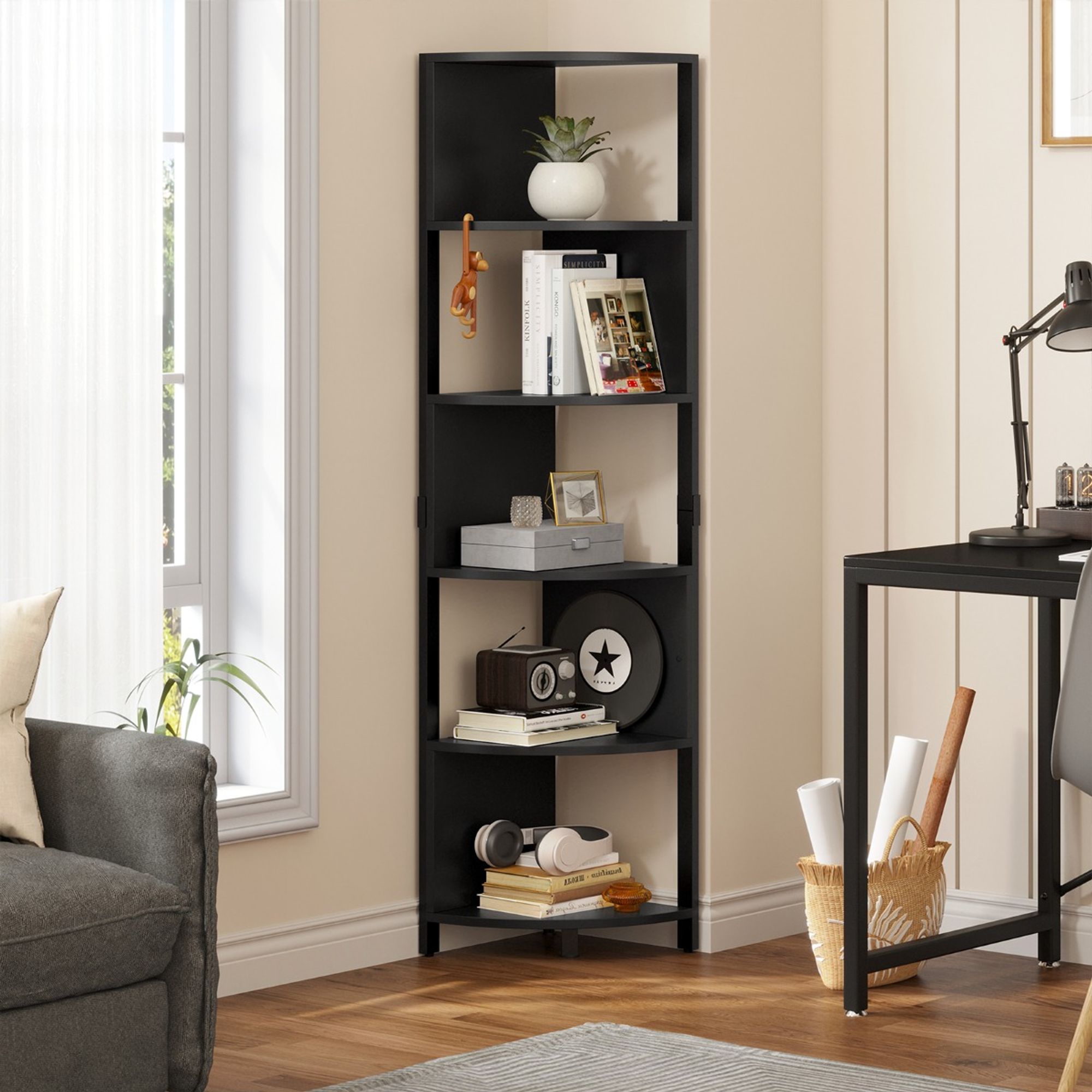 Yitahome | 6-Tier Zigzag Corner Bookshelf with Open Storage