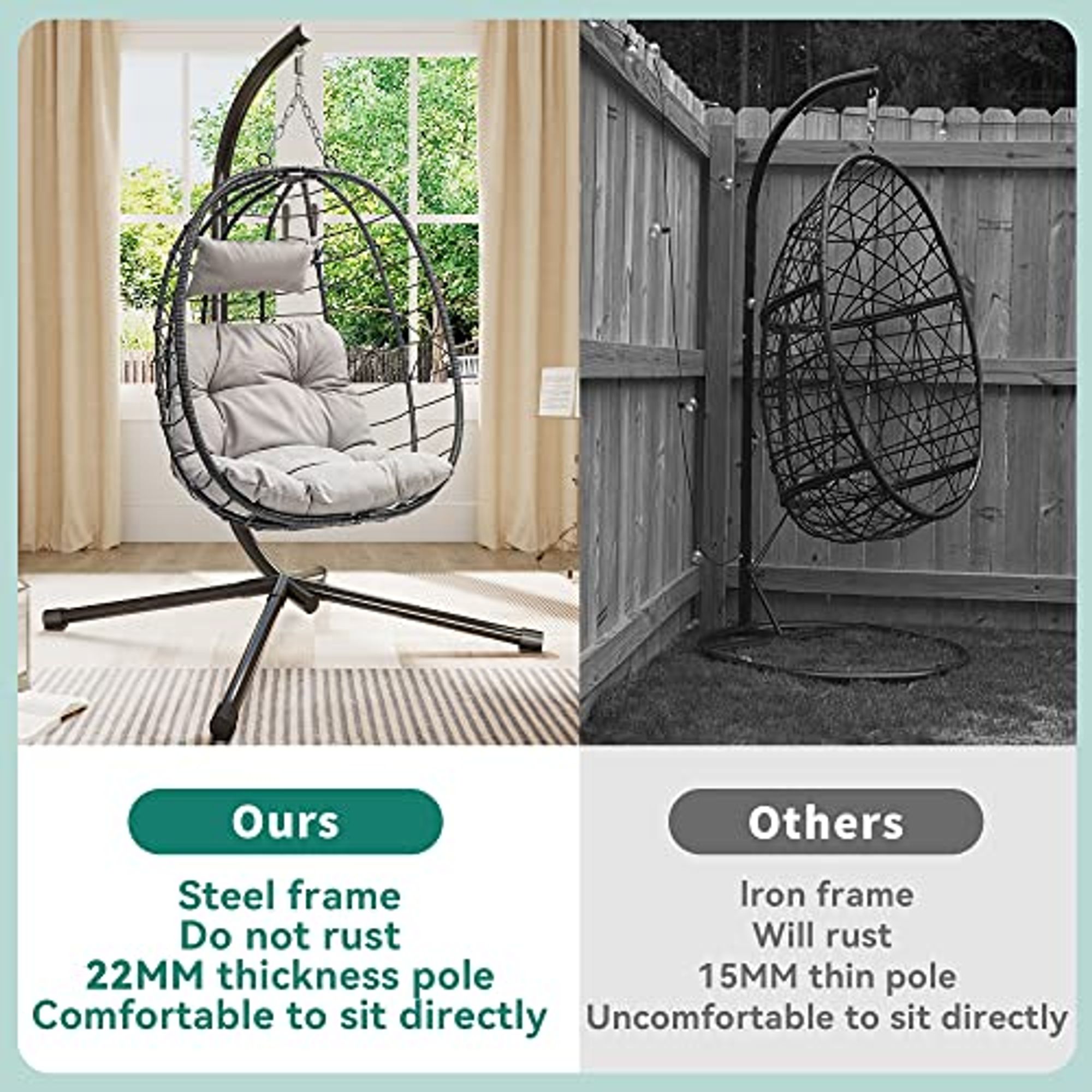 Yitahome | Outdoor Indoor Wicker Hanging Egg Swing Chair