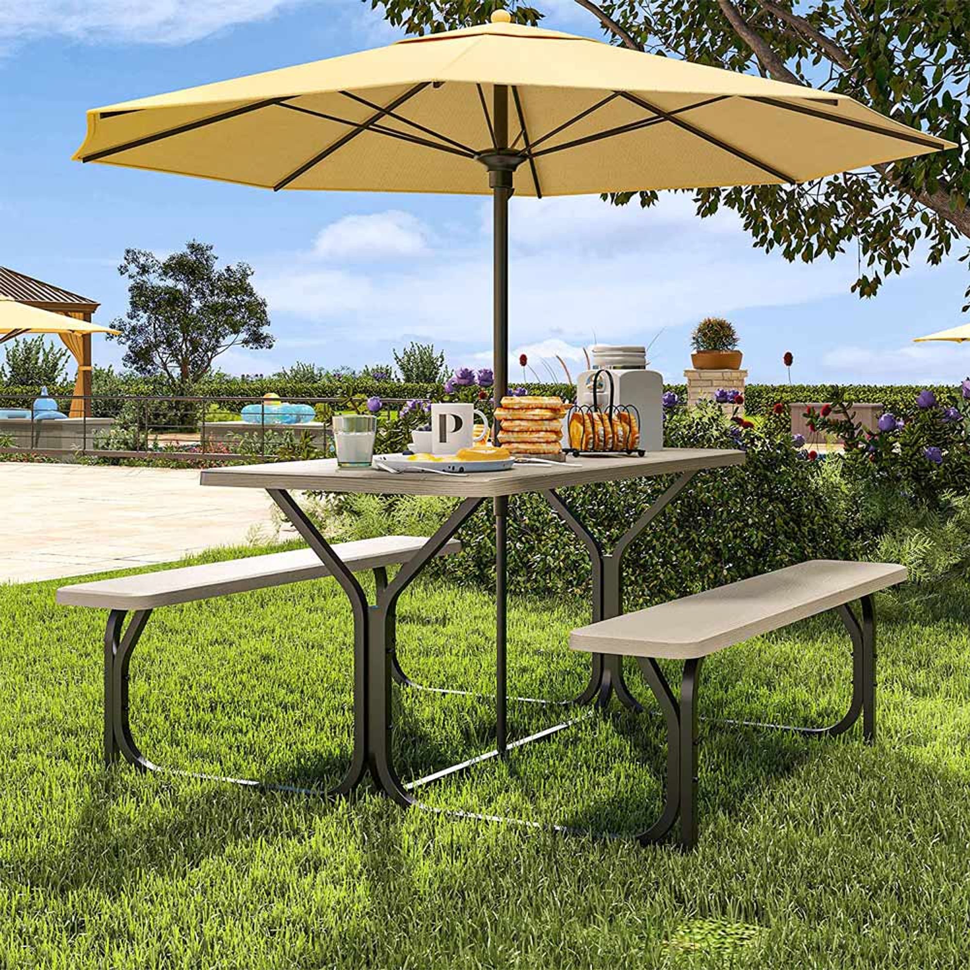 Yitahome | 6ft Heavy Duty Resin Tabletop Stable Steel Frame