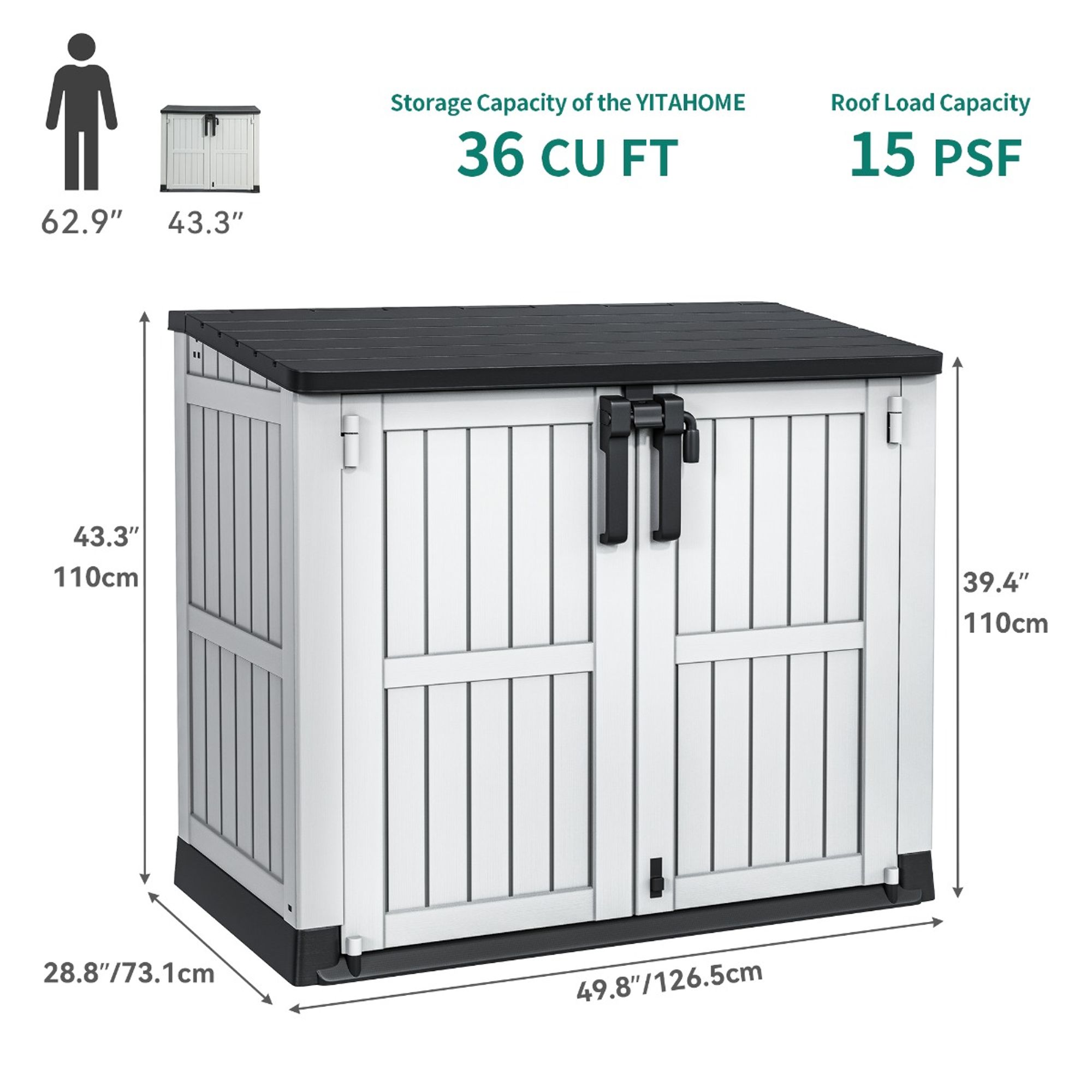★YNHI☆farm Yitahome | 36 cu ft Light Gray Outdoor Resin Horizontal
