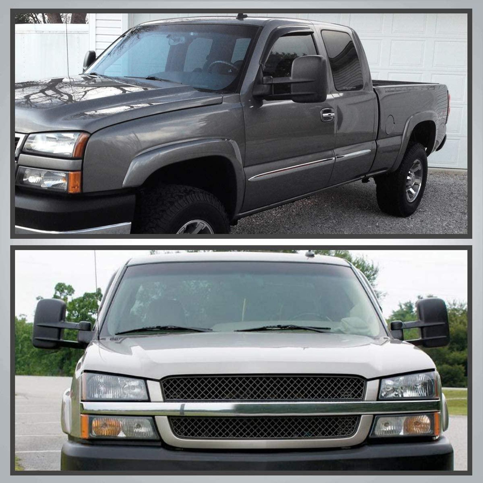 シボレーシルバラード 2500 2003 2004 ドアミラー 運転席と助手席側 ペア 電源 加熱 手動折りたたみ シグナル＆水たまりライト付き キャップ2個 ペイント可能 テ サイドミラー シボレー用シルバラード GMC 2003 2004 2005-2007 車の