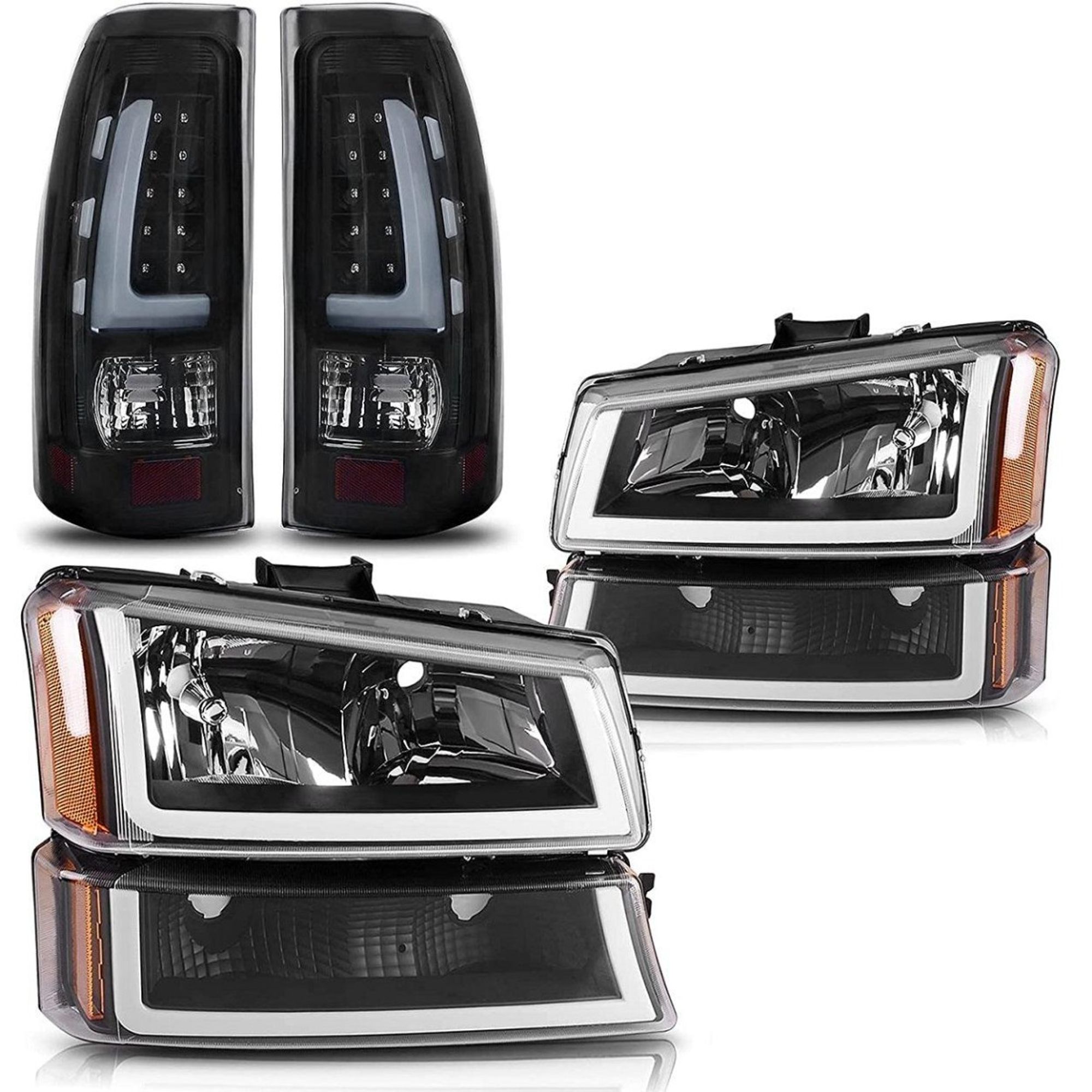 2006 Chevy Silverado Headlights And Taillights Black LED Tail - Foto 6