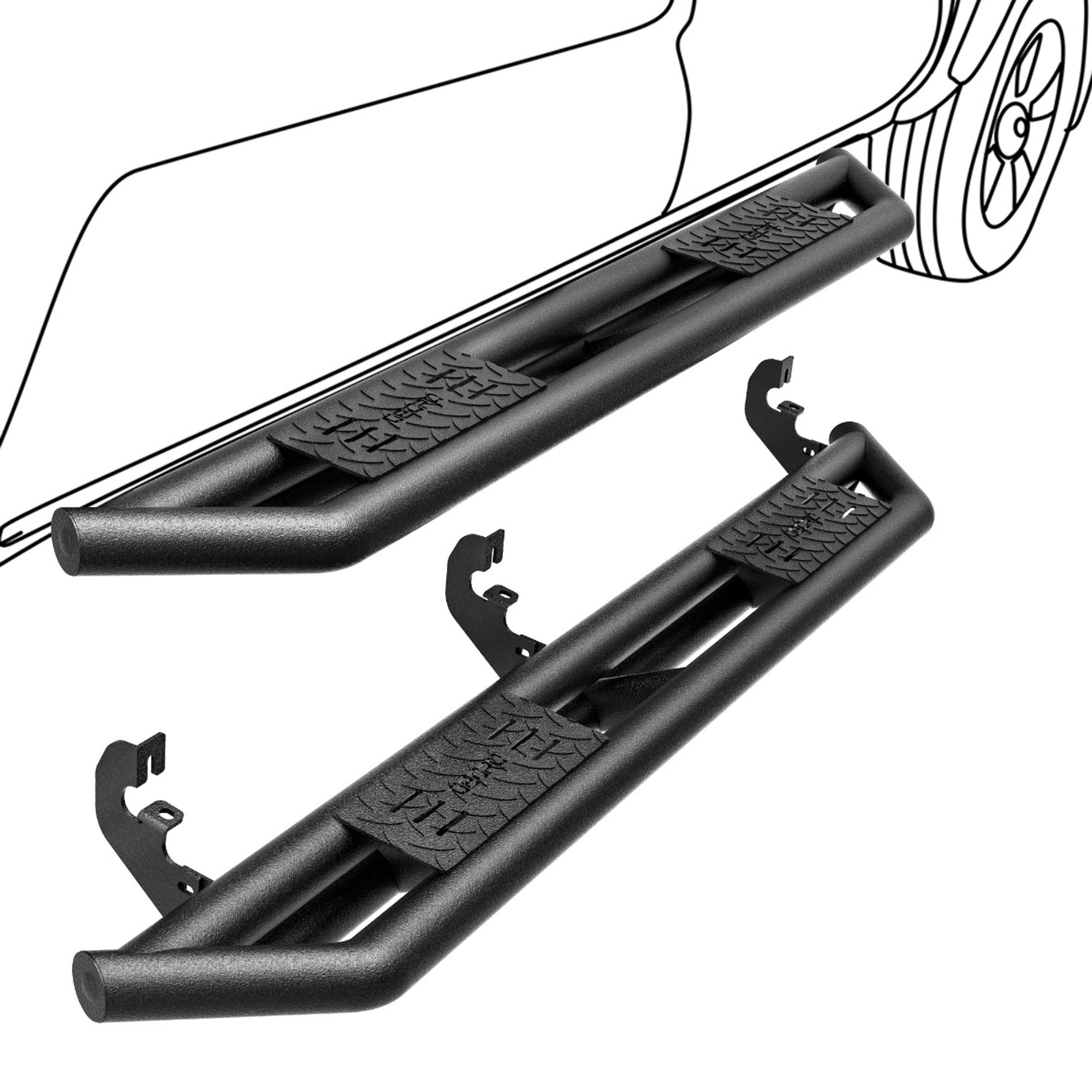 APS Running Boards 6-inch Black Compatible With Chevy Colorado GMC Canyon 2015 2024 Crew Cab 5 Inches Stainless Steel Black 58096