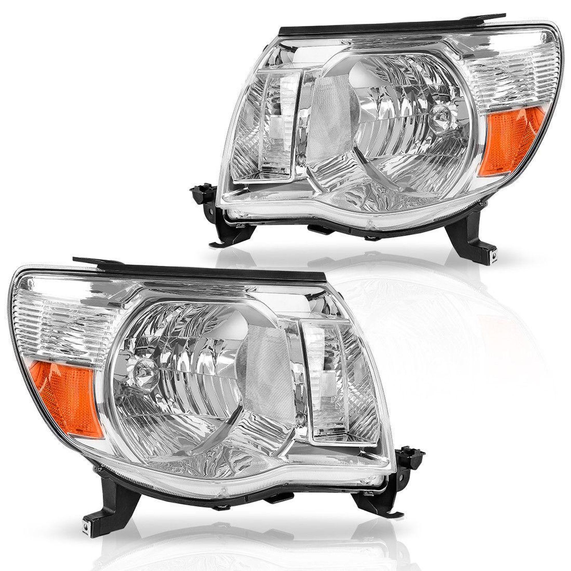 Black LED Halogen Headlights Pair For Toyota Tacoma 2012-2015 - DOT/SAE Certified - Driver & Passenger Side