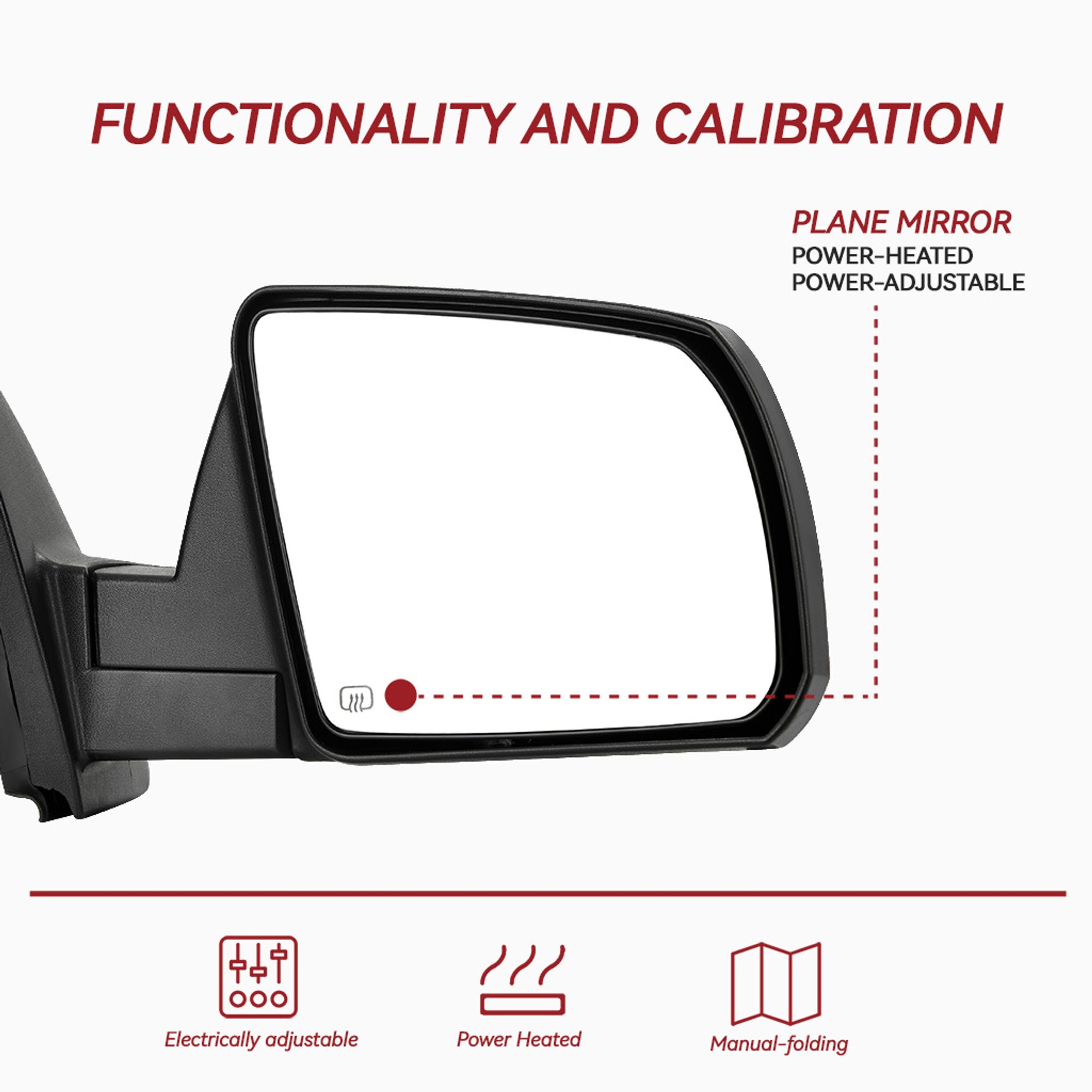 KarParts360 For Toyota Tundra 2014-2021 Door Mirror Driver Side | Textured Black | Chrome