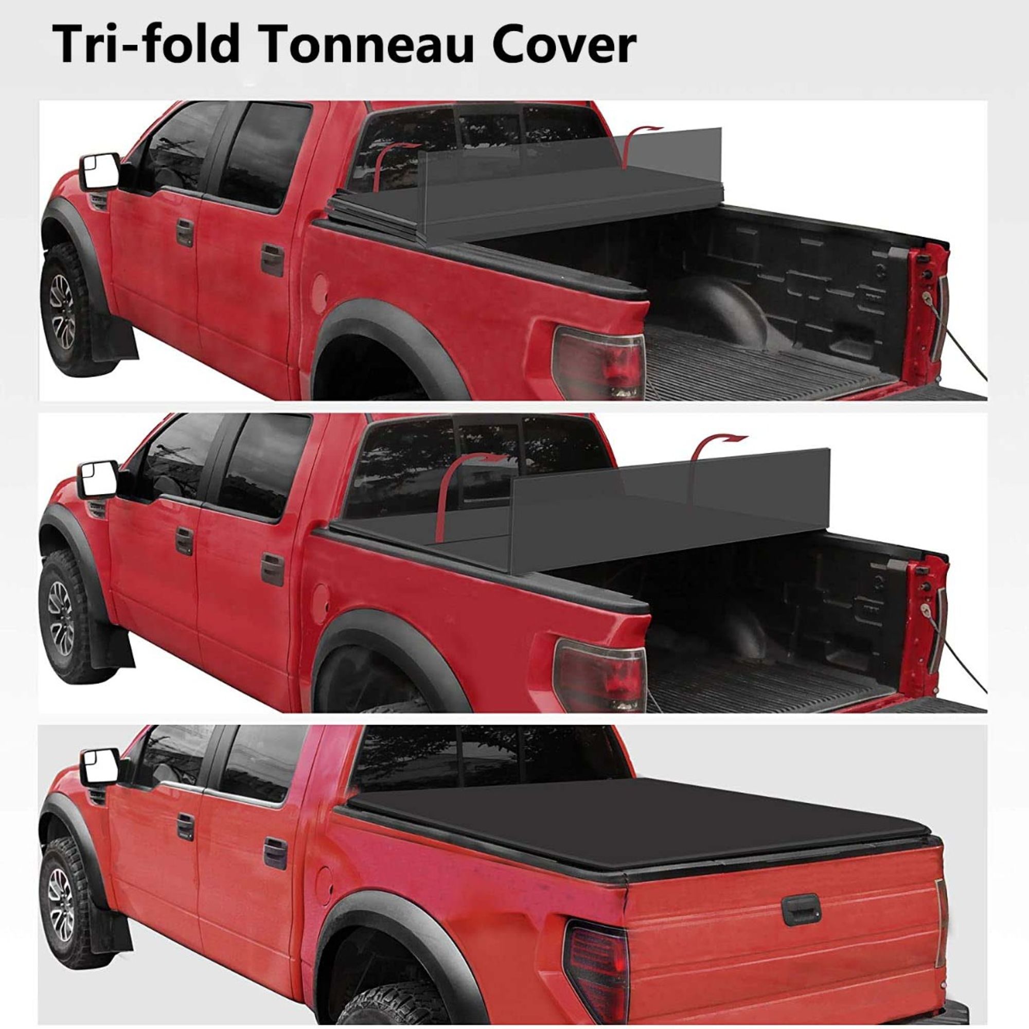 thumbnail image 2 of Aazon.co: VEVOR Tri-Fold Truck Bed Tonneau Cover, Copatible With... 2 of 13