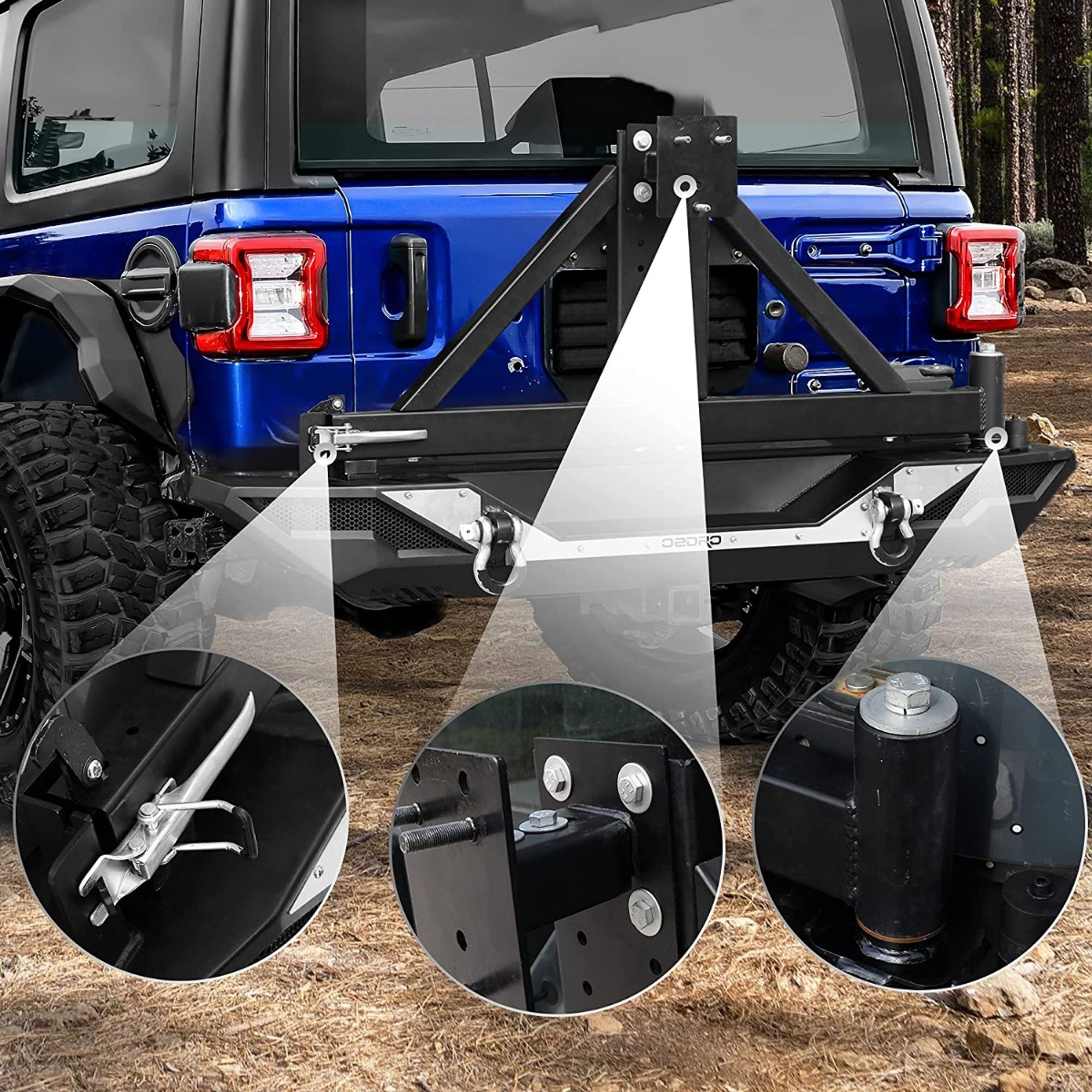 Hooke Road Rear Bumper With Tire Carrier For Jeep Wrangler JL 2018-2025 ...