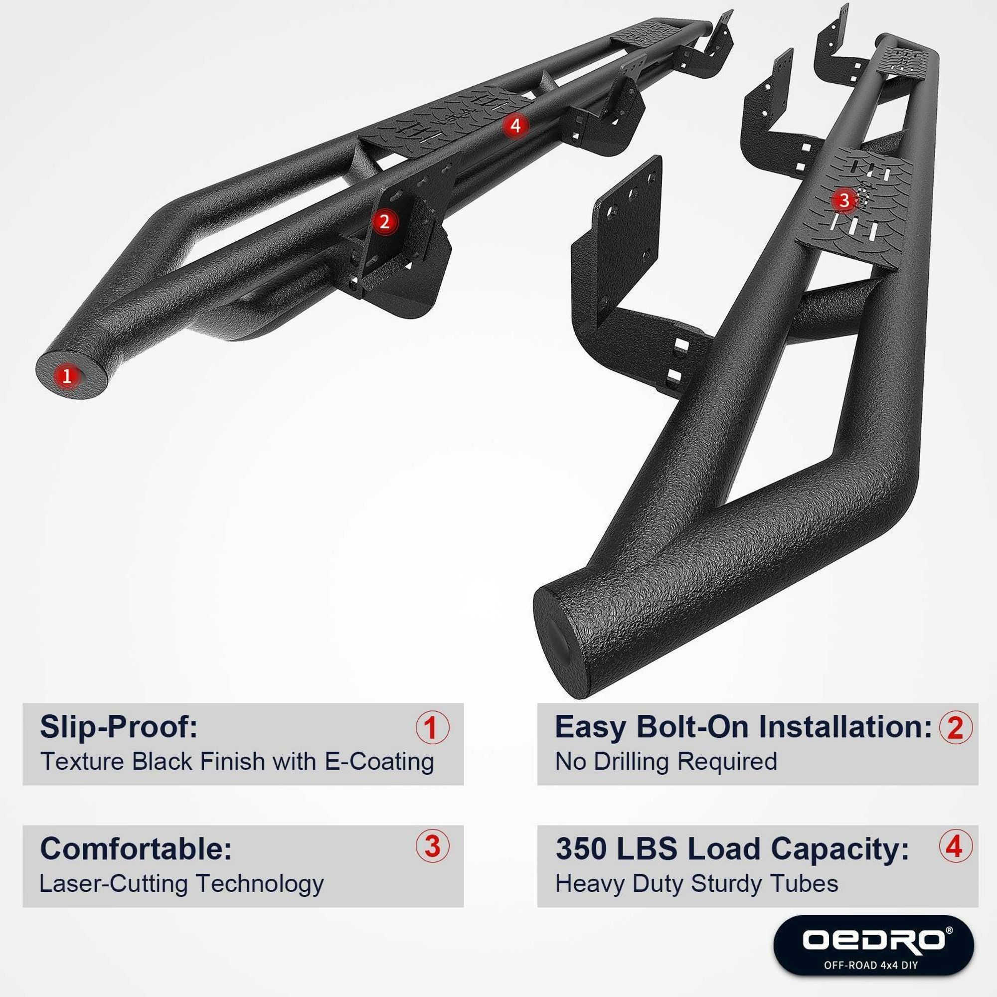 Running Boards Compatible with 2009-2018 Dodge RAM 1500 Quad Cab | 2019-2024 RAM 1500 Classic Quad Cab, Door Step Drop Down Side Step, Hoop, Step Bars, Running Boards - Canada