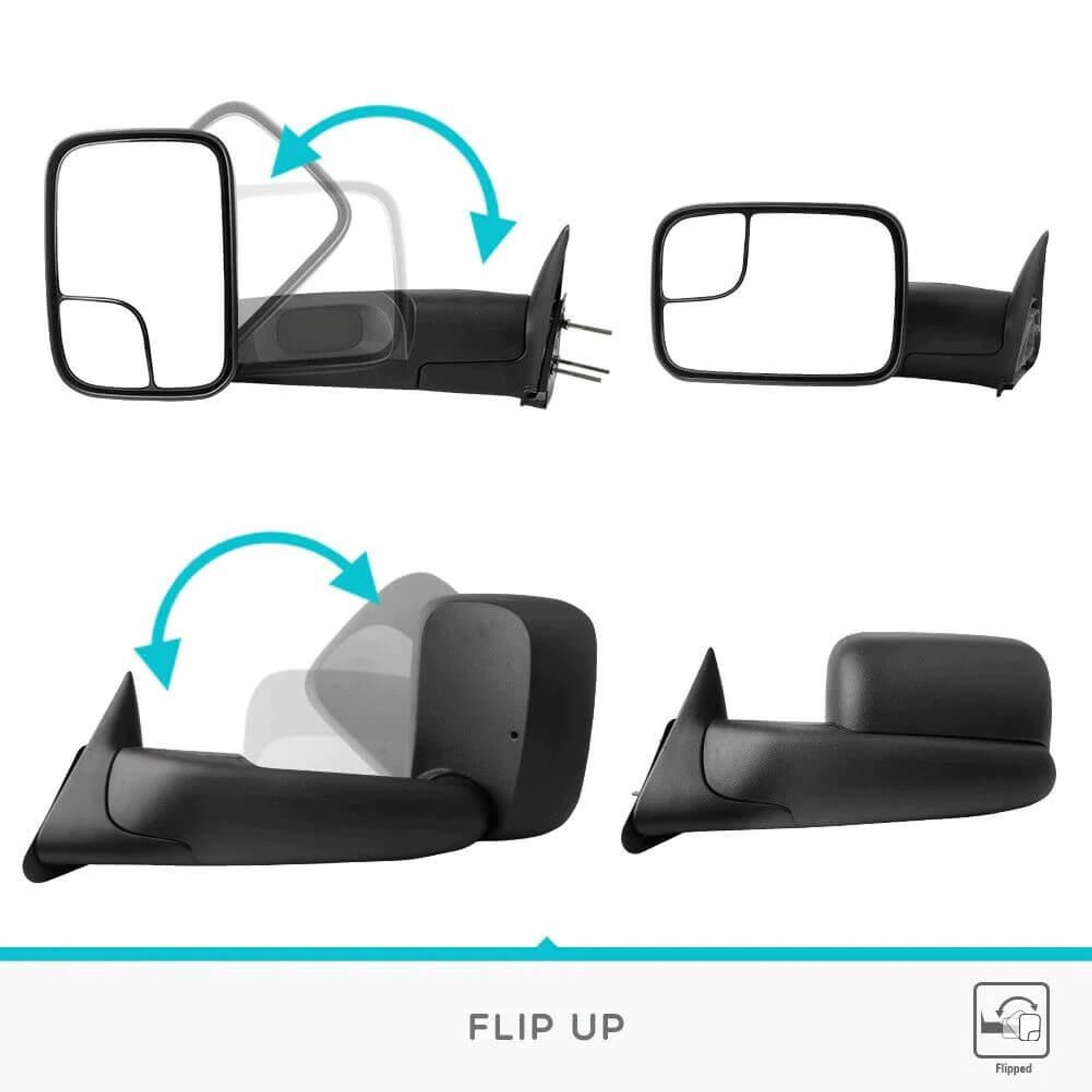 Left+Right 1994-2001 Dodge RAM 1500 94-02 2500/3500 Flip Up Manual Tow Mirrors - Foto 6