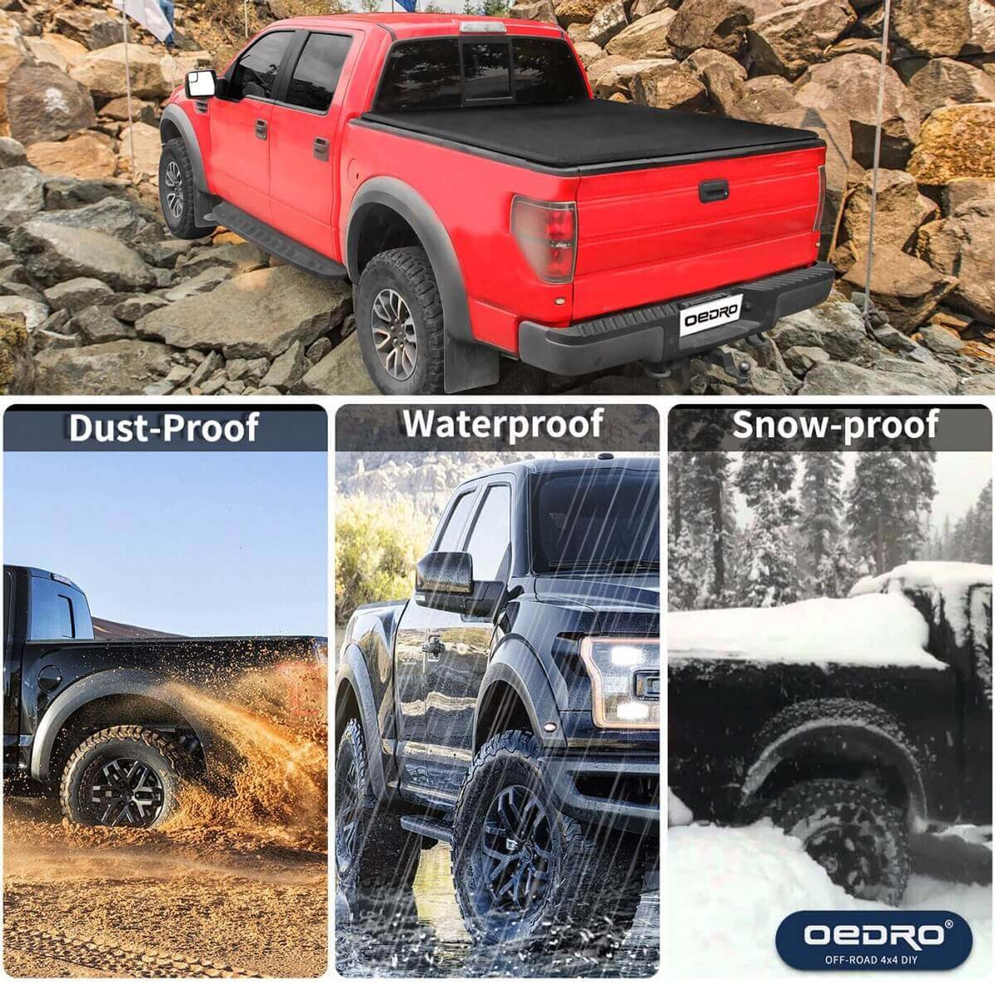 Soft Tri-Fold Tonneau Cover For Ford F-250/F-350 Super Duty (1999-2025, 6.8 Ft Bed) – Water-Resistant