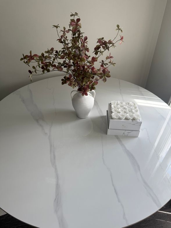 Berit 47" Marble Dining Table with Pedestal Base for 4 Seats | HERNEST