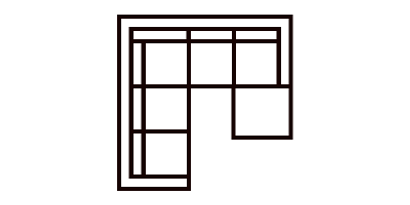 L-shape with Ottoman